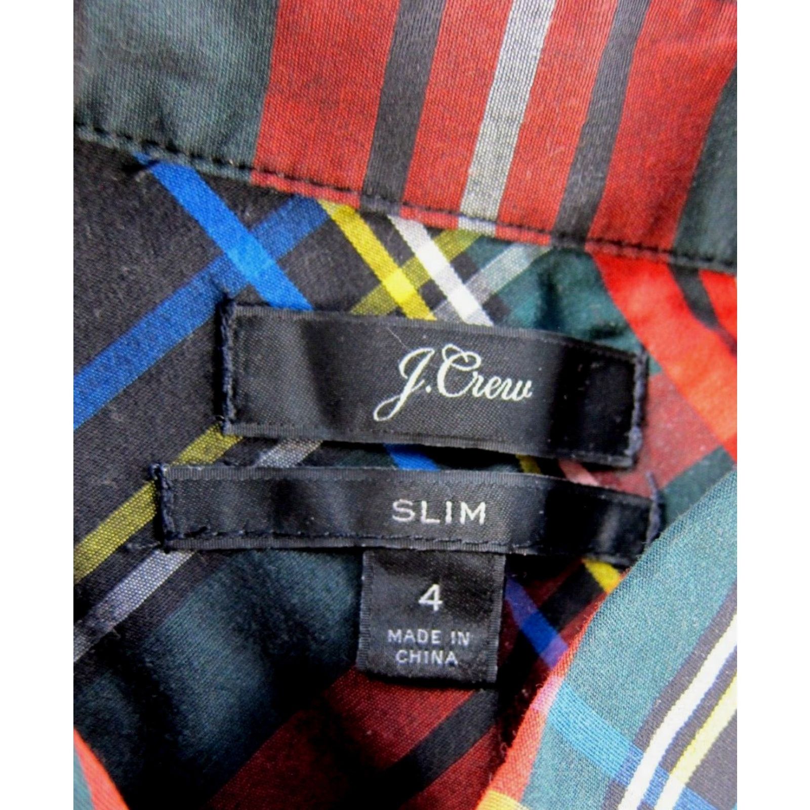 J.Crew VINTAGE J.Crew Cotton Black Green Red Plaid Collar Button Up Long Sleeve Slim Shirt 4 Size S / US 4 / IT 40 - 3 Thumbnail