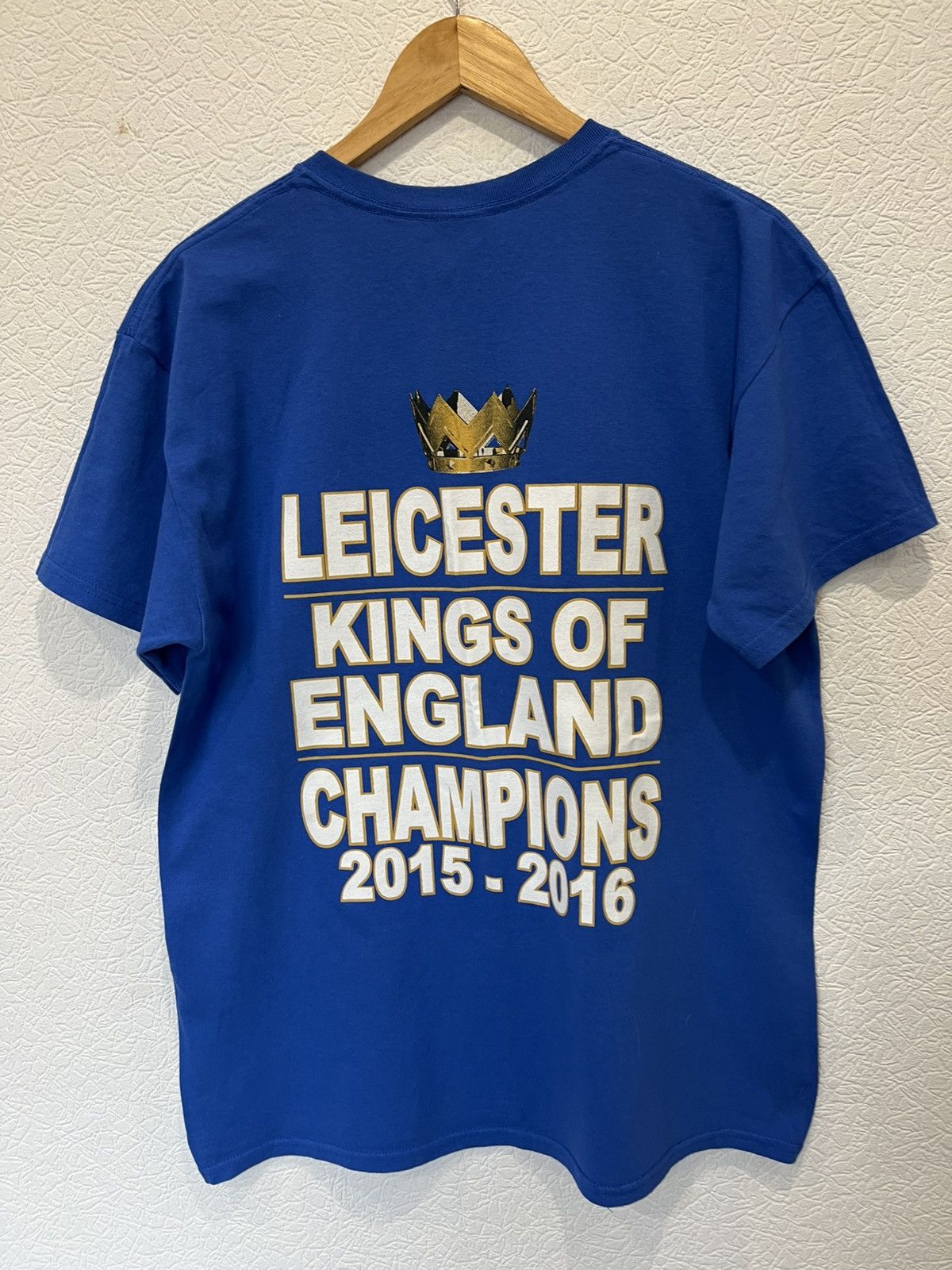 Vintage Leicester City 2015 2016 Champion Ranieri Blue T Shirt Size US L / EU 52-54 / 3 - 4 Thumbnail