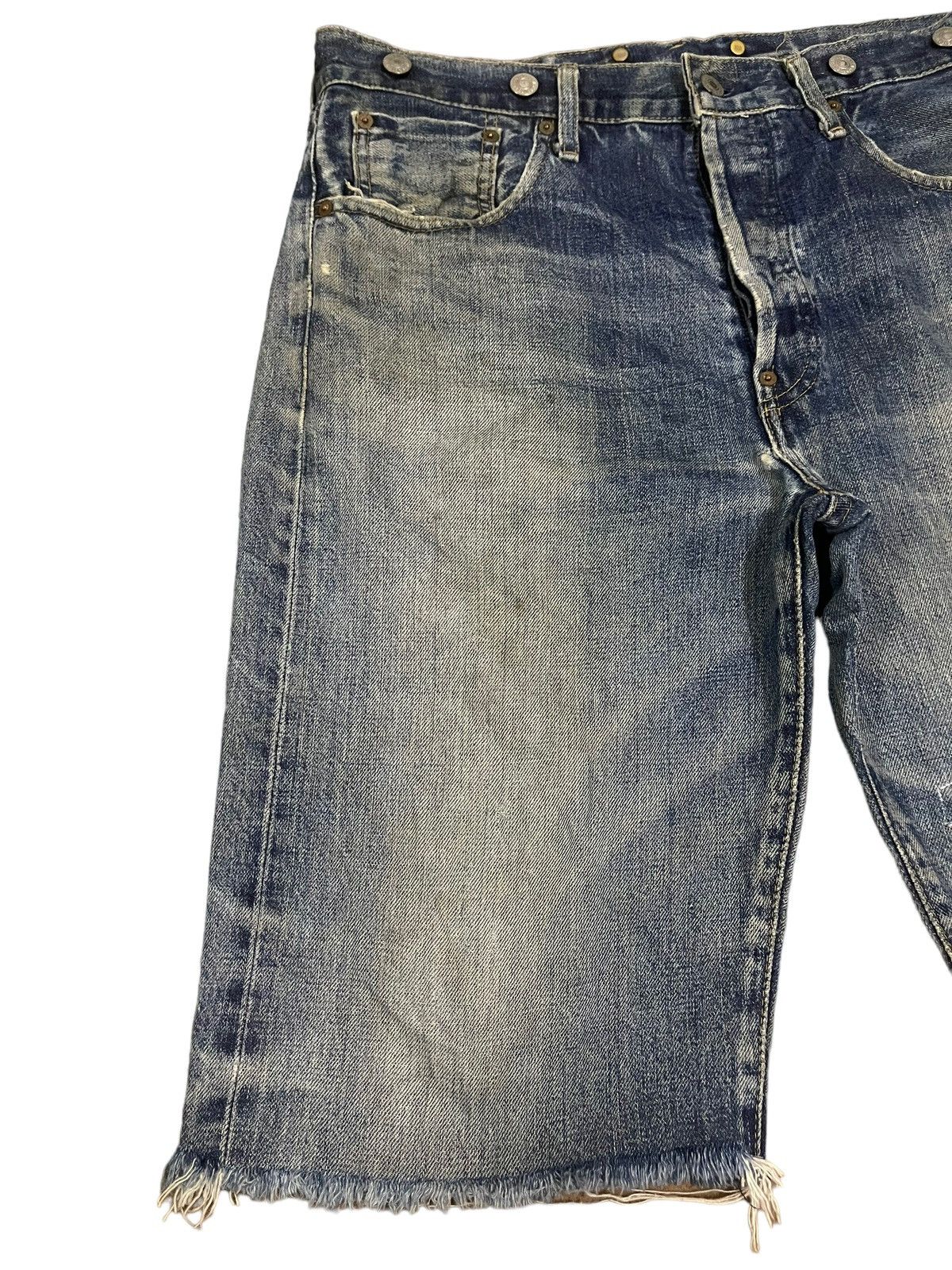 Levi's Vintage 80s Levis Blue Wash Distressed Style Short Jeans Size US 33 - 3 Thumbnail
