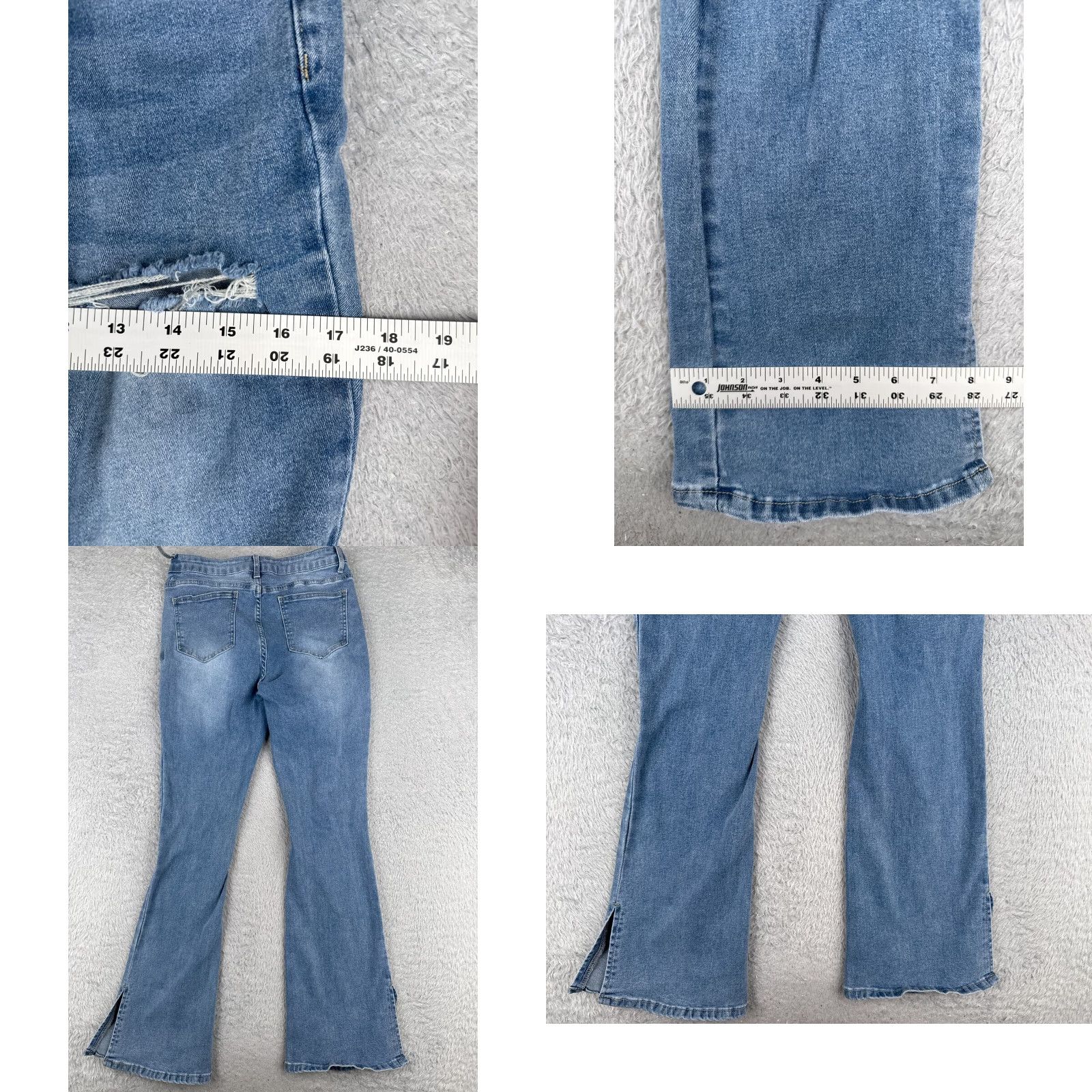 Shein SheIn Jeans Womens 8 Blue Denim Flared High Rise Distressed 28x30 Jeans Size 30" / US 8 / IT 44 - 9 Thumbnail