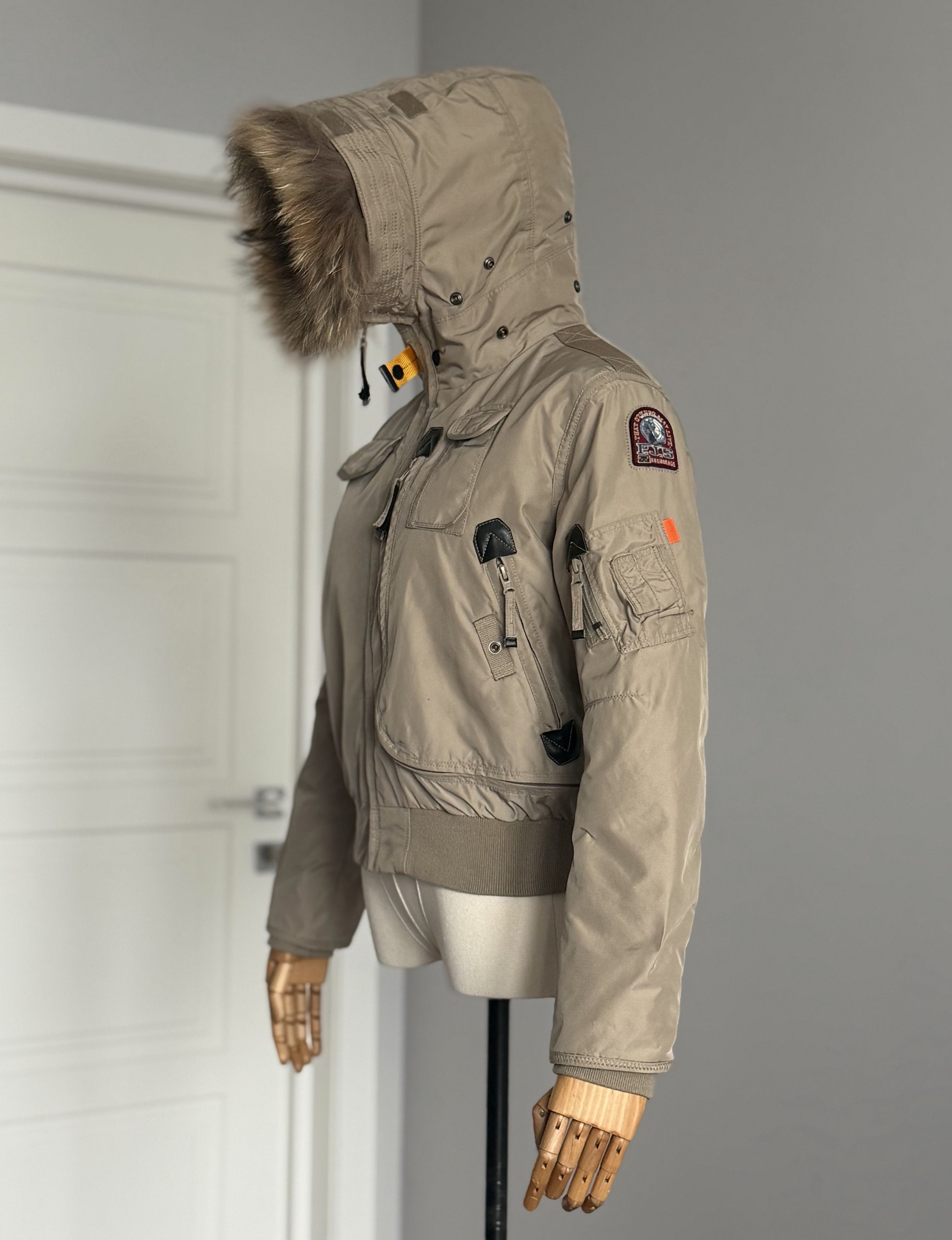 PARAJUMPERS Gobi Fur Down Bomber Jacket Size XS Beige
