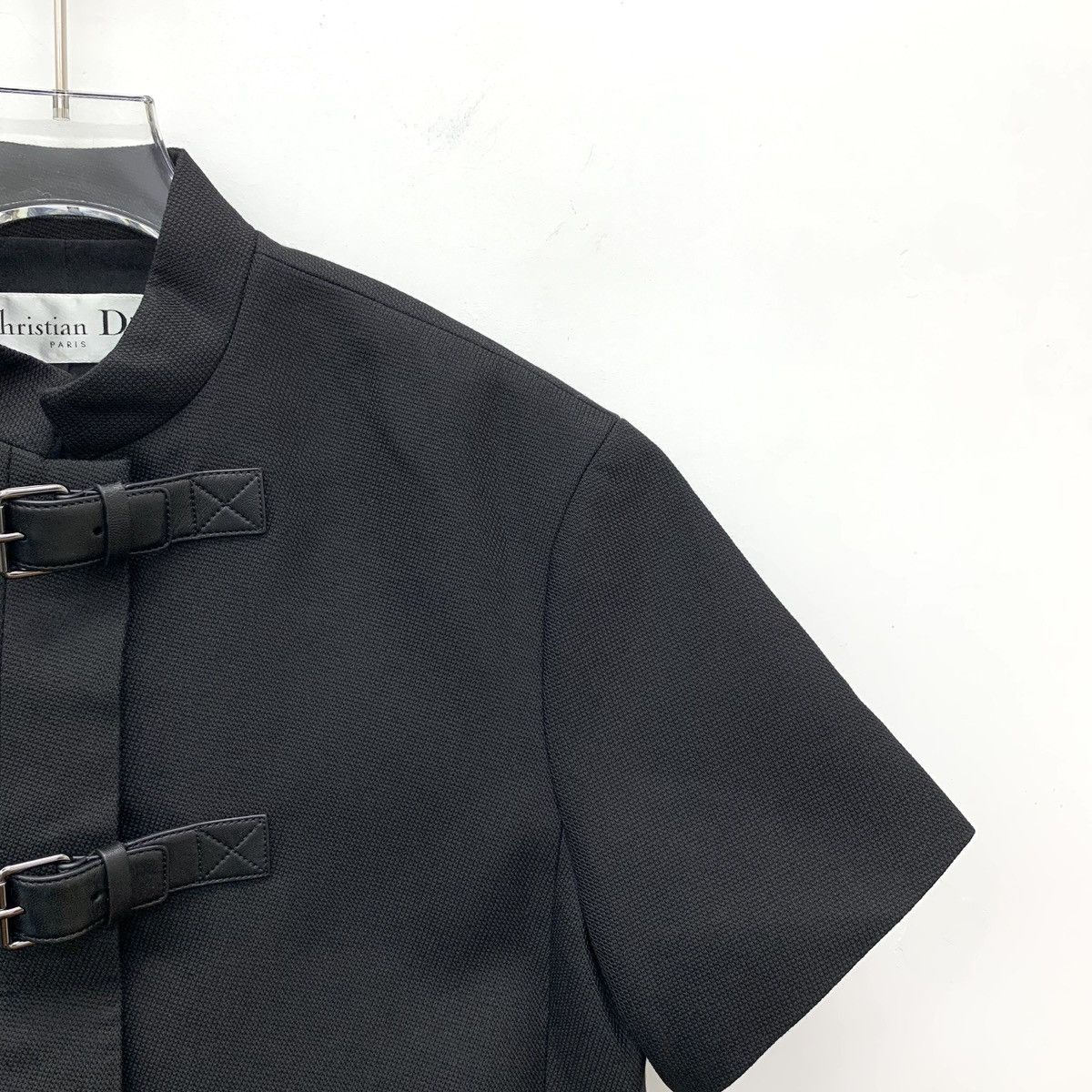 Dior Dior Black Leather Buckle Design Wool Short Sleeve Top K26WX Size M / US 6-8 / IT 42-44 - 3 Thumbnail