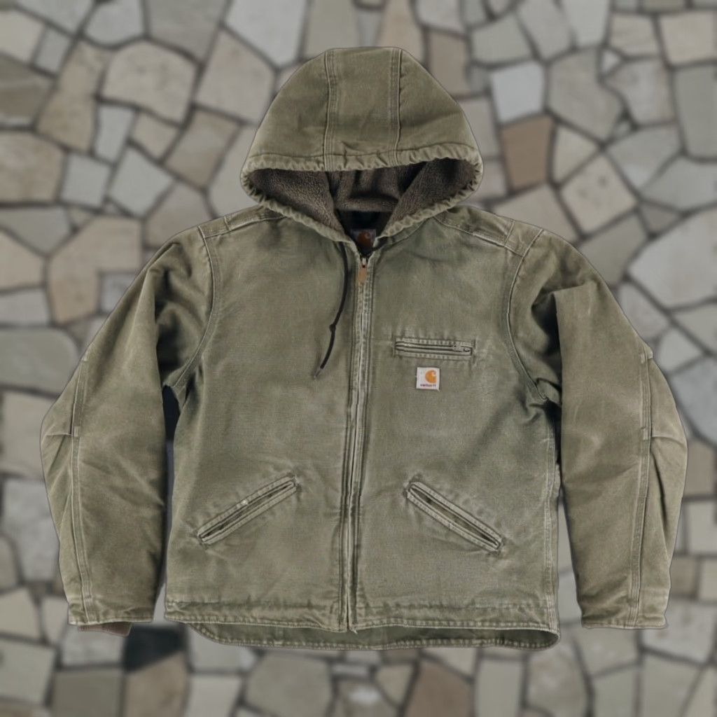 Carhartt Carhartt Hooded Sherpa Lined Canvas Solid Long Sleeve Jacket Green Women's L Shirt Size L / US 10 / IT 46 - 1 Thumbnail