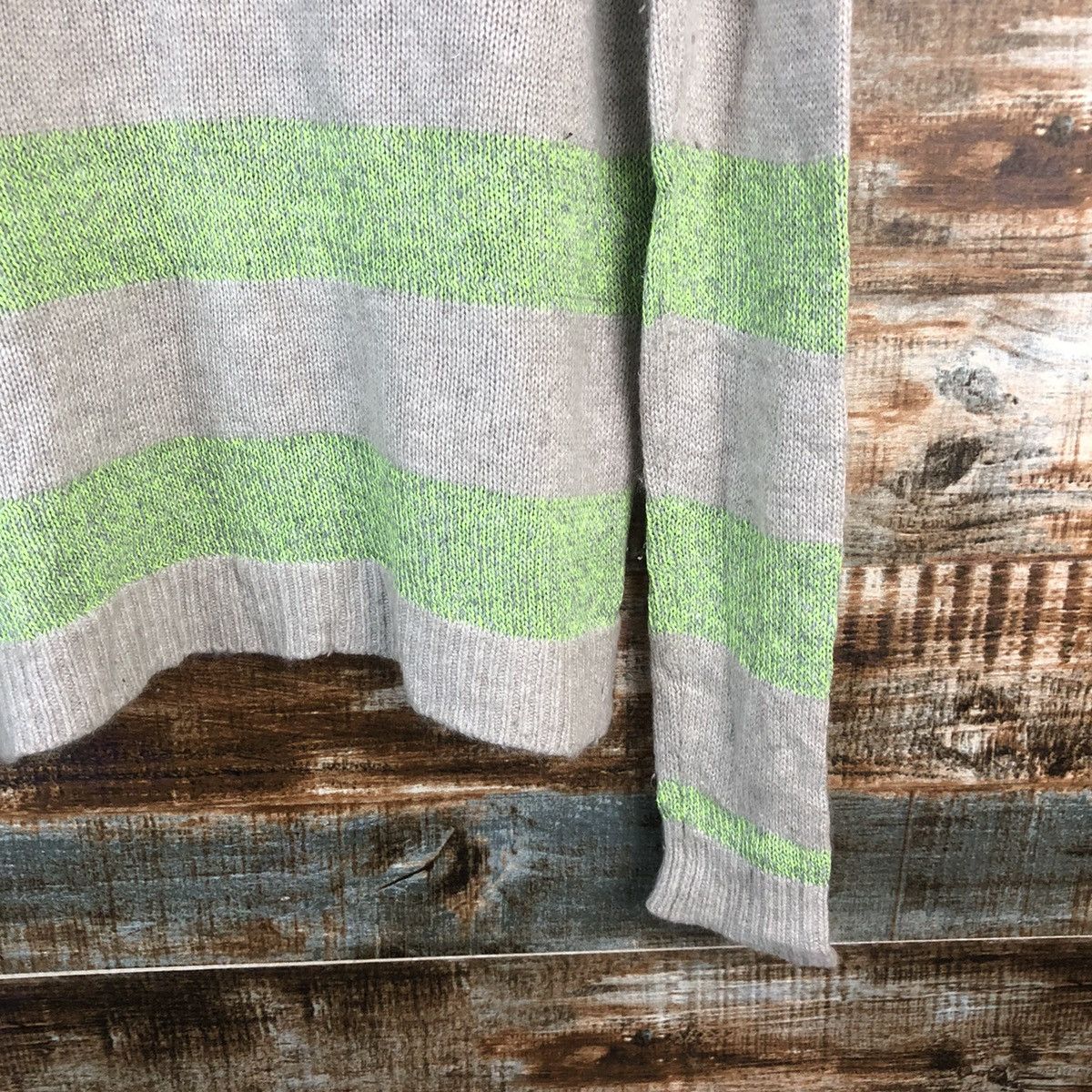Japanese Brand DL Frees Phrase Stripe Green Knitwear #C518 Size US M / EU 48-50 / 2 - 15 Thumbnail