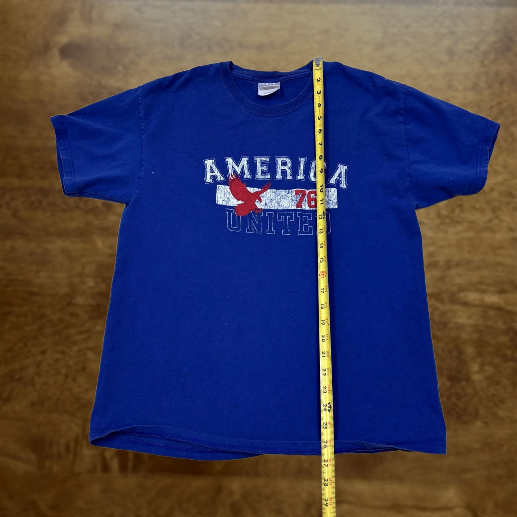 Hanes Y2K America United 76 Eagle Shirt Mens Large Blue Graphic Tee T-Shirt Size US L / EU 52-54 / 3 - 1 Thumbnail
