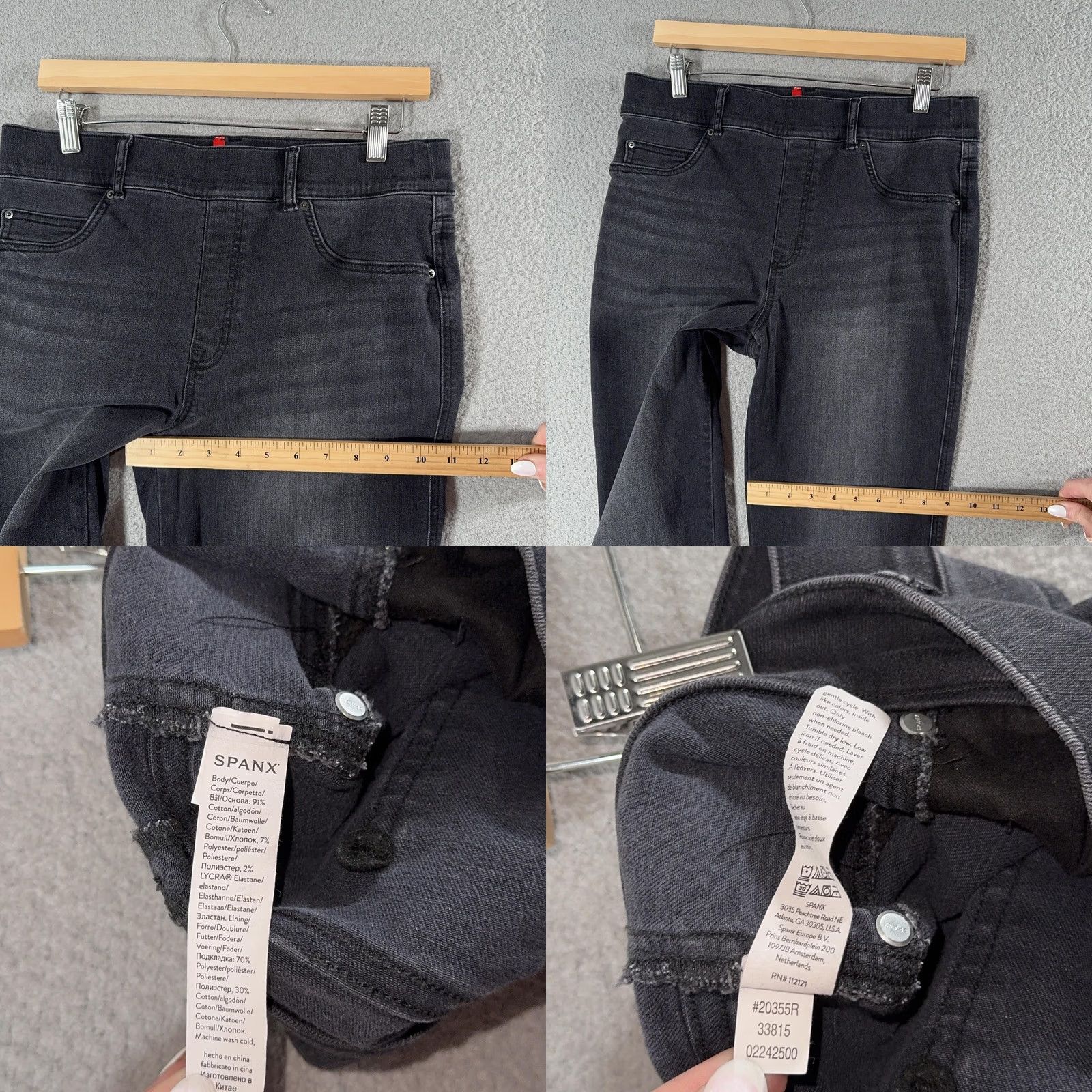 Spanx Spanx Jeans Womens L Black High Rise Straight Leg Shaping Stretch Denim Pants Size 36" / US 14 / IT 50 - 8 Thumbnail