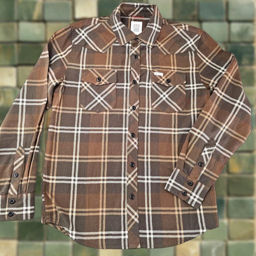 Topo Designs VINTAGE Topo Designs Shirt Mens Medium Brown Plaid Button Down Long Sleeve Flannel Size US M / EU 48-50 / 2 - 1 Thumbnail
