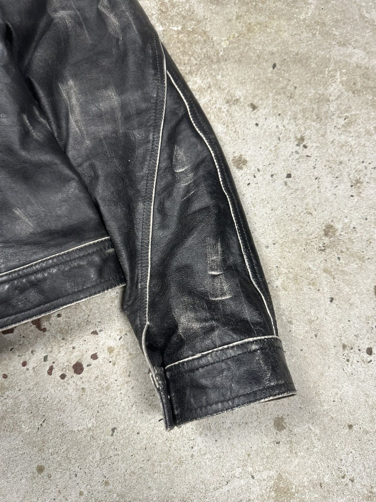 Just Cavalli Cavalli 2000s Eroded Brut Archive Leather Trucker Jacket Size M / US 6-8 / IT 42-44 - 6 Thumbnail
