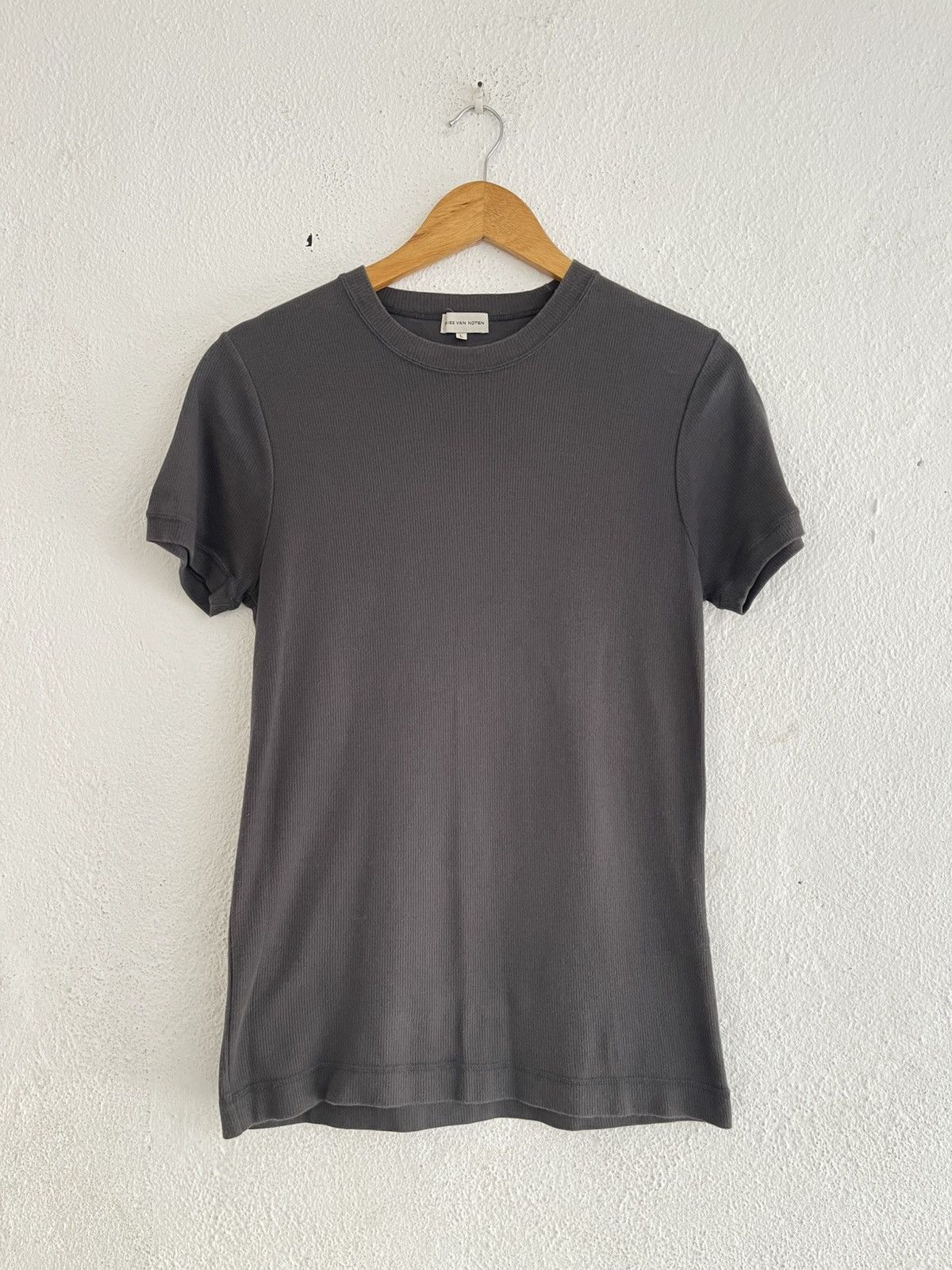 Dries Van Noten Dries Van Noten Ribbed Cotton Gray T Shirt Size US L / EU 52-54 / 3 - 1 Thumbnail