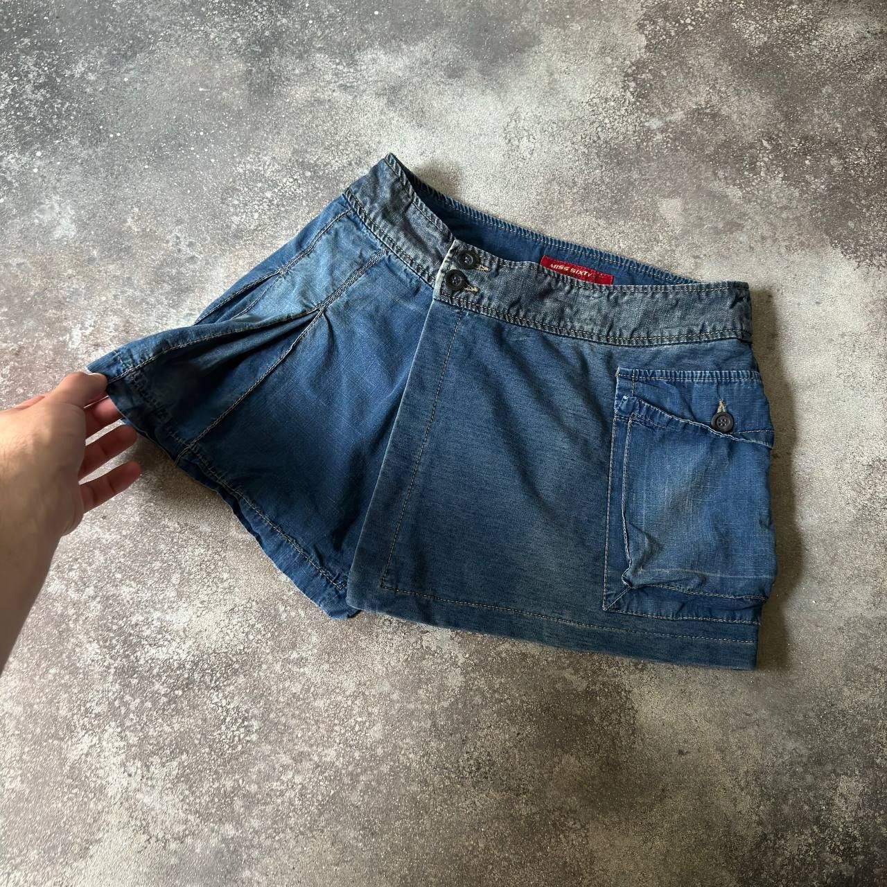 Japanese Brand × Miss Sixty × Vintage Y2K Miss Sixty Vintage Asymmetric Washed Denim Mini Skirt Size 28" / US 6 / IT 42 - 5 Thumbnail