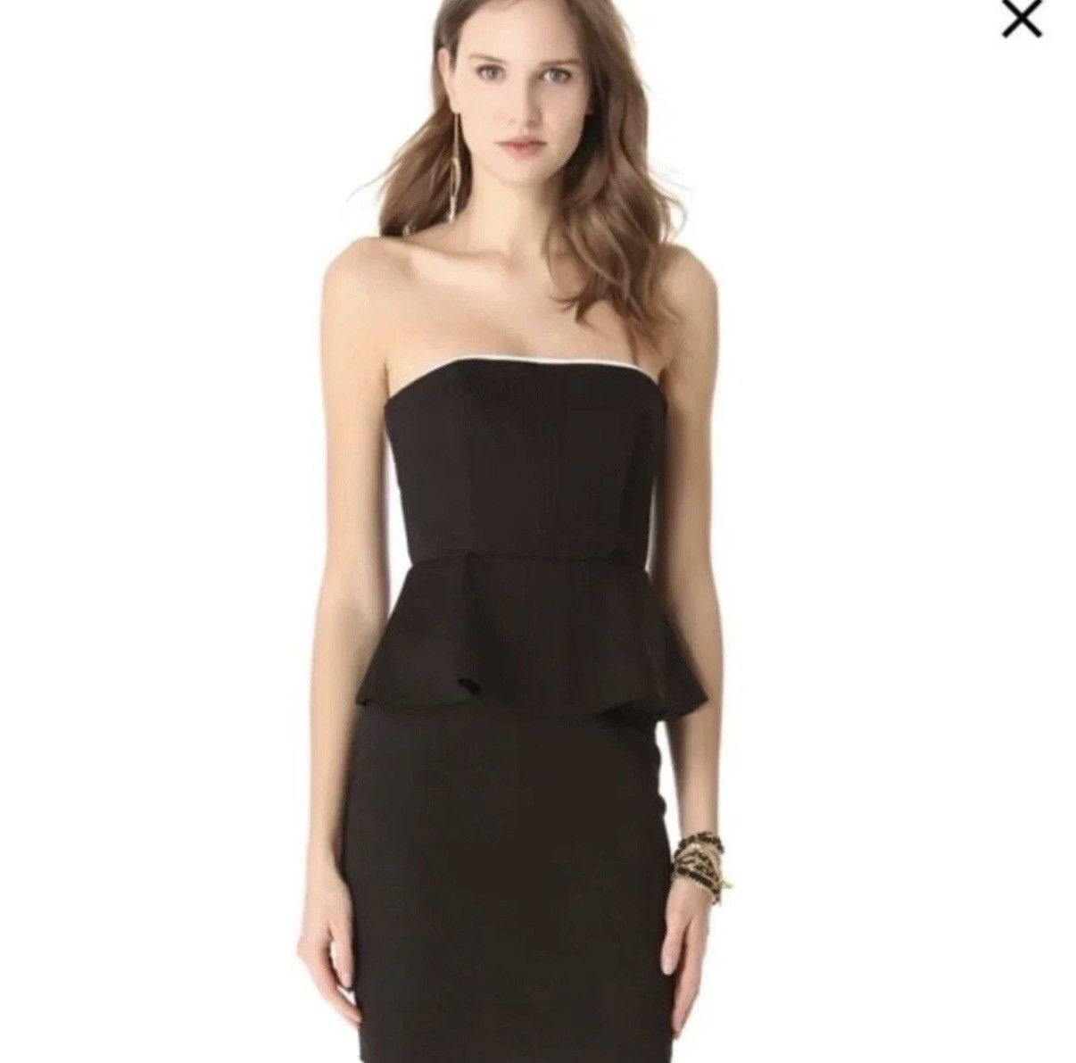 Alice + Olivia Lina Black Strapless Peplum Dress w