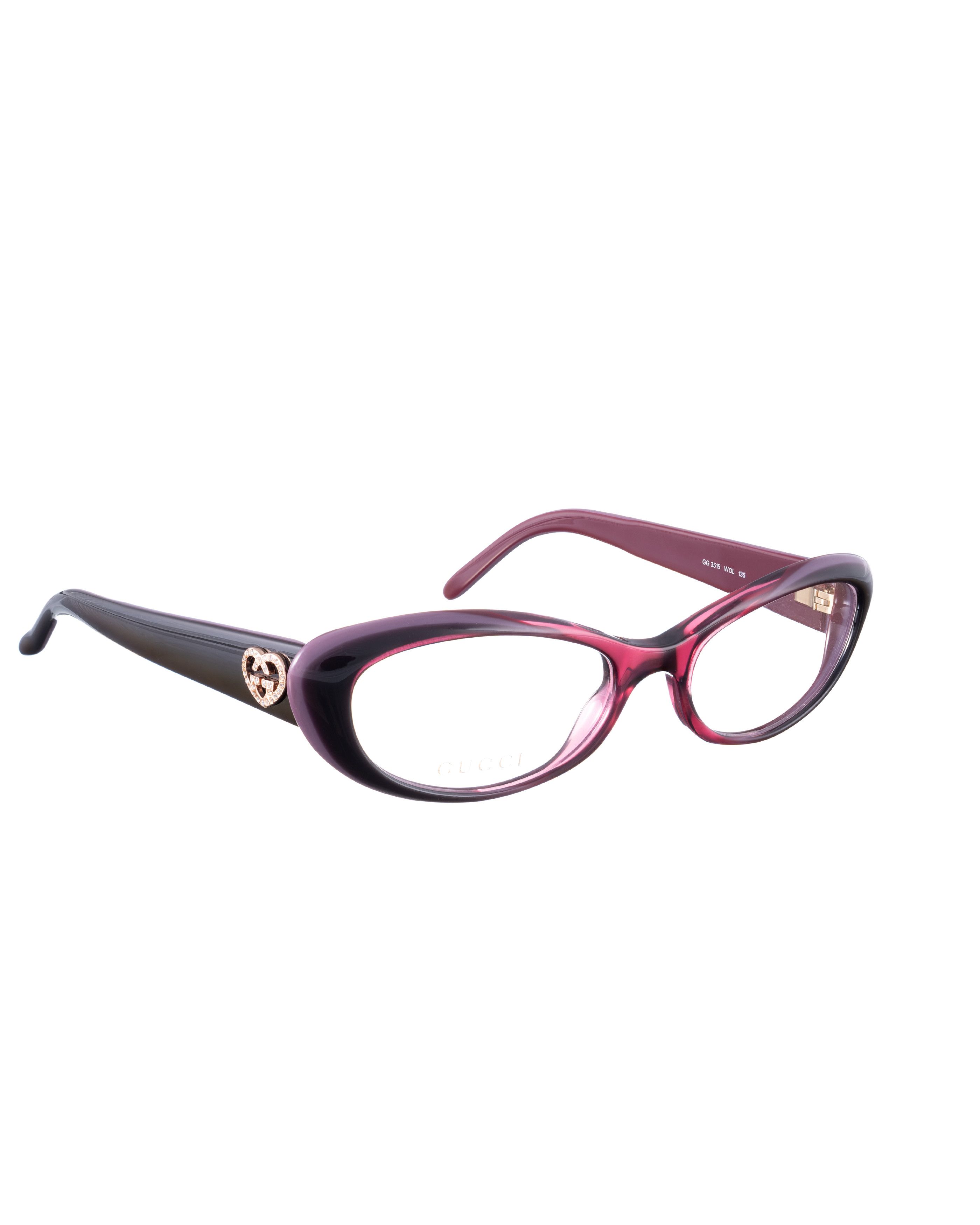 Gucci Gucci 00s Burgundy Violet Cat Eye Glasses With Heart Details Size ONE SIZE - 1 Thumbnail