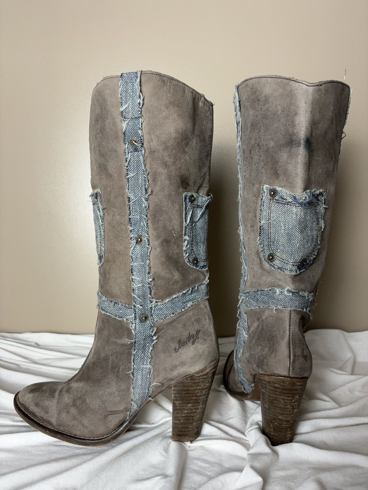 Vintage Destroy 90s rare vintage high boots western style shoes Size US 9 / IT 39 - 1 Thumbnail