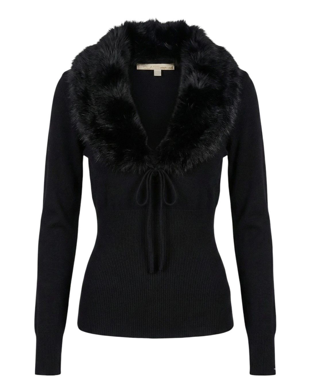 Roberto Cavalli DETACHABLE MINK FUR COLLAR SILK SWEATER Size L / US 10 / IT 46 - 1 Thumbnail