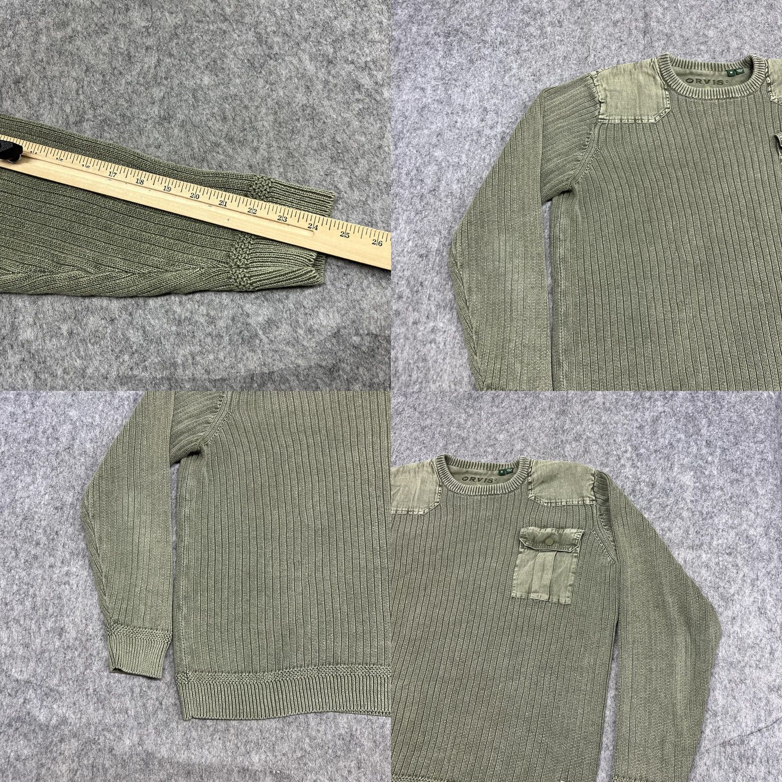 Orvis Orvis Mens Green Crewneck Cotton Linen Sweater - Pre-Owned Military Style Size US M / EU 48-50 / 2 - 8 Thumbnail