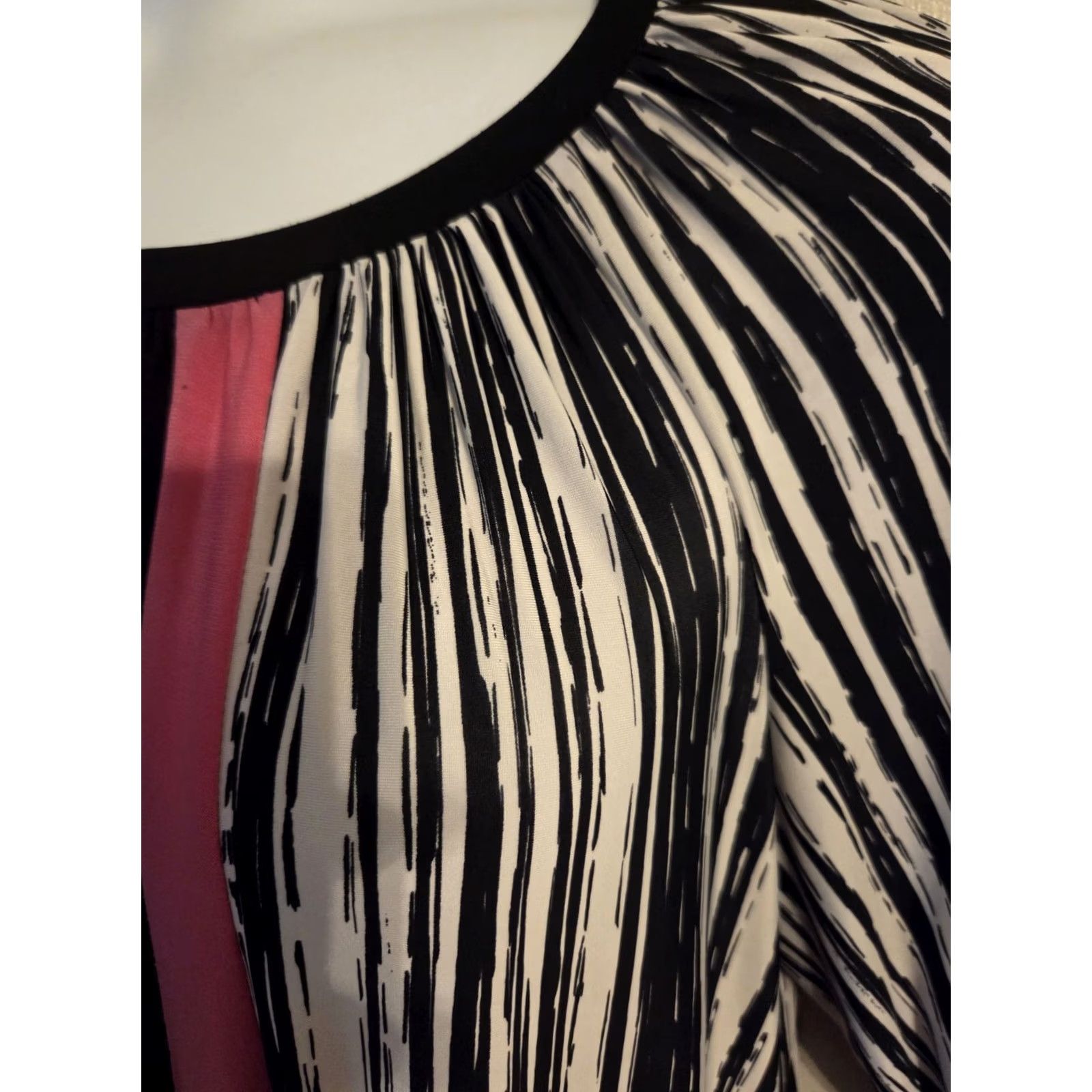 Pinko New Directions Woman Pink Black White Colorblock Stripe Top Boho 1X Plus Size XL / US 12-14 / IT 48-50 - 4 Thumbnail