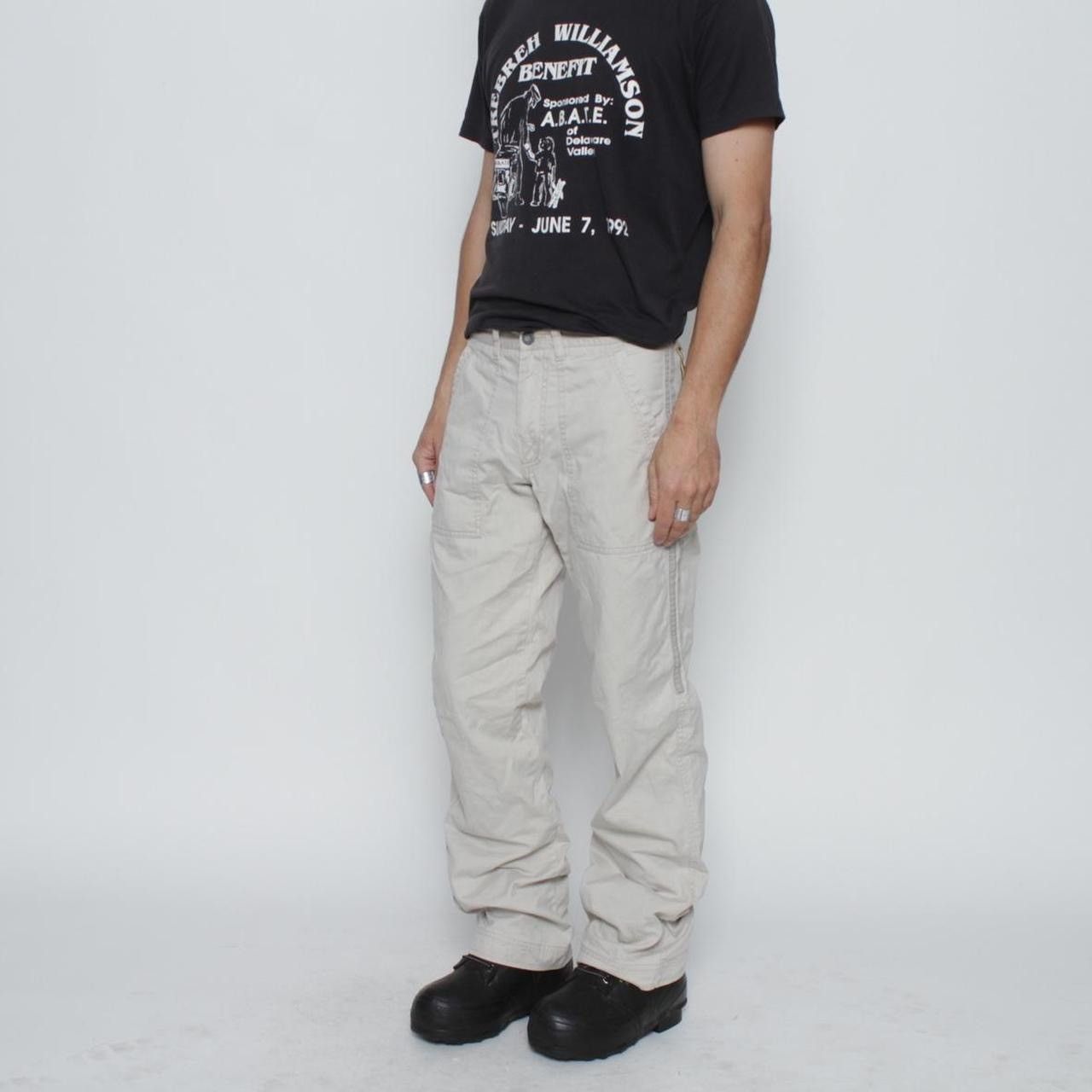 Vintage CREAM SIDE STRIPE DETAIL PANTS WITH BACK GRAPHIC BY GAUDI Size US 30 / EU 46 - 2 Thumbnail
