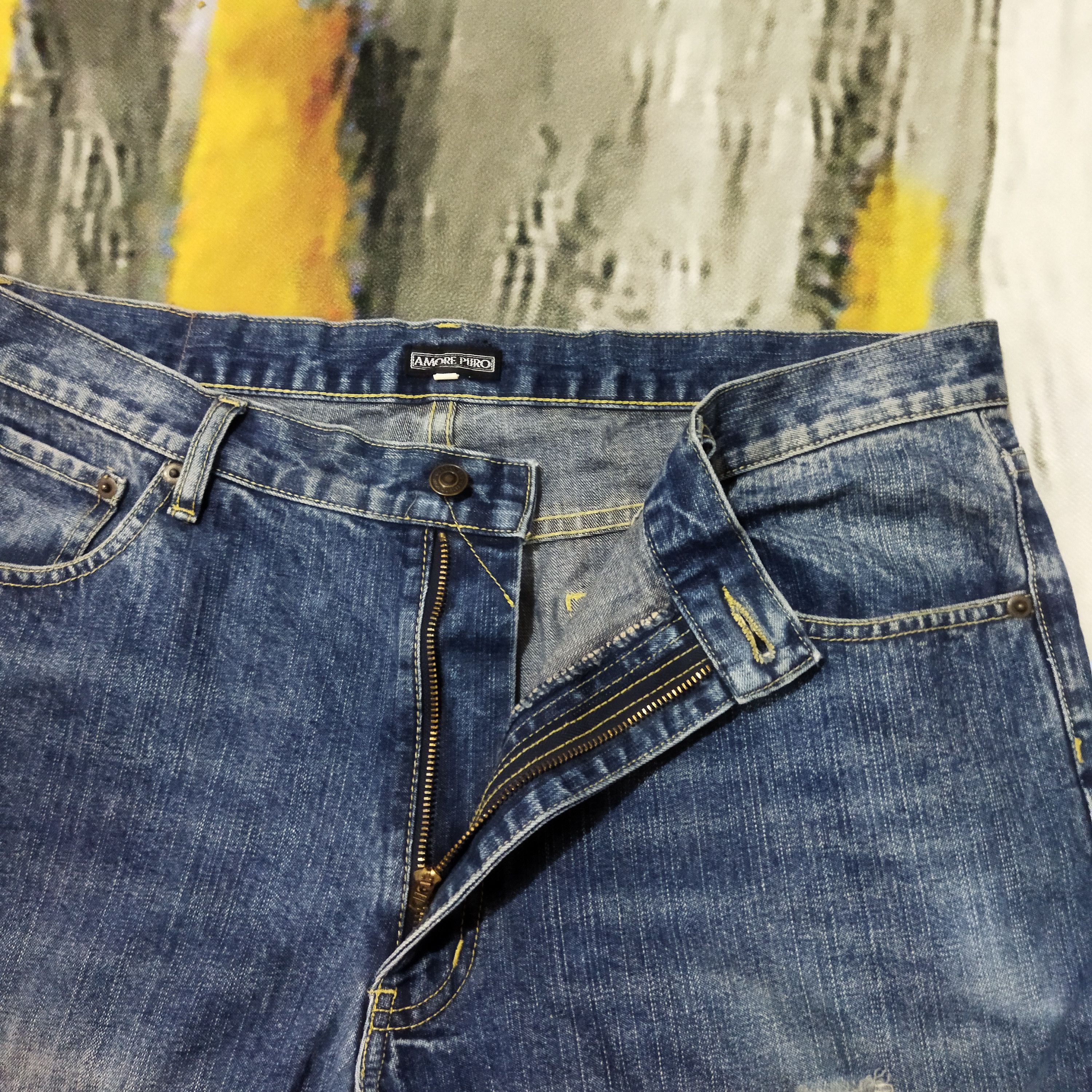 Japanese Brand × Vintage VINTAGE AMORE PURO DISTRESSED BLUE JEANS PANTS Size US 37 - 6 Thumbnail