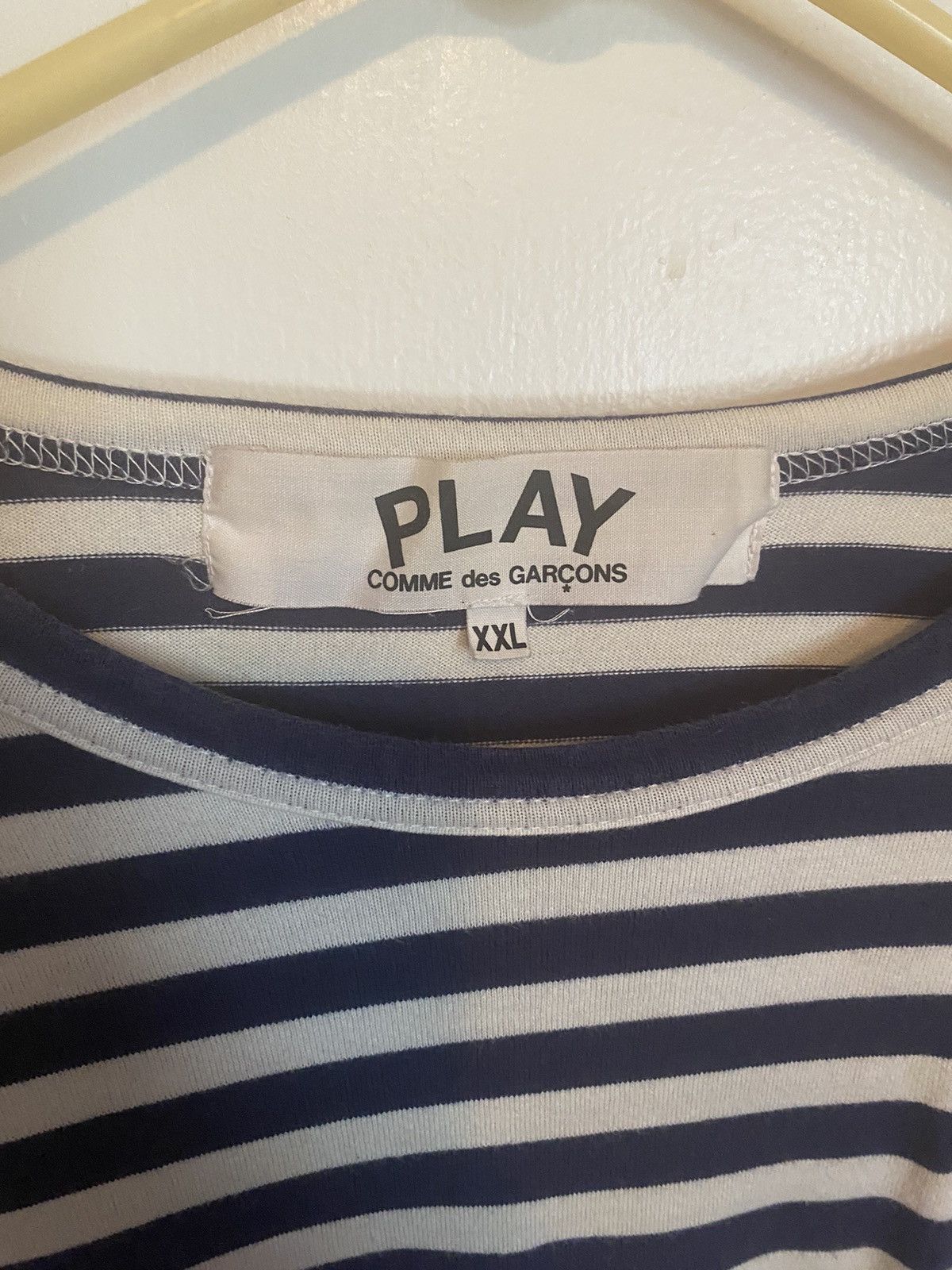 Comme des Garcons Comme des Garcons Play Women's Double Heart Striped T-shirt Size XXL / US 16-18 / IT 52-54 - 4 Thumbnail