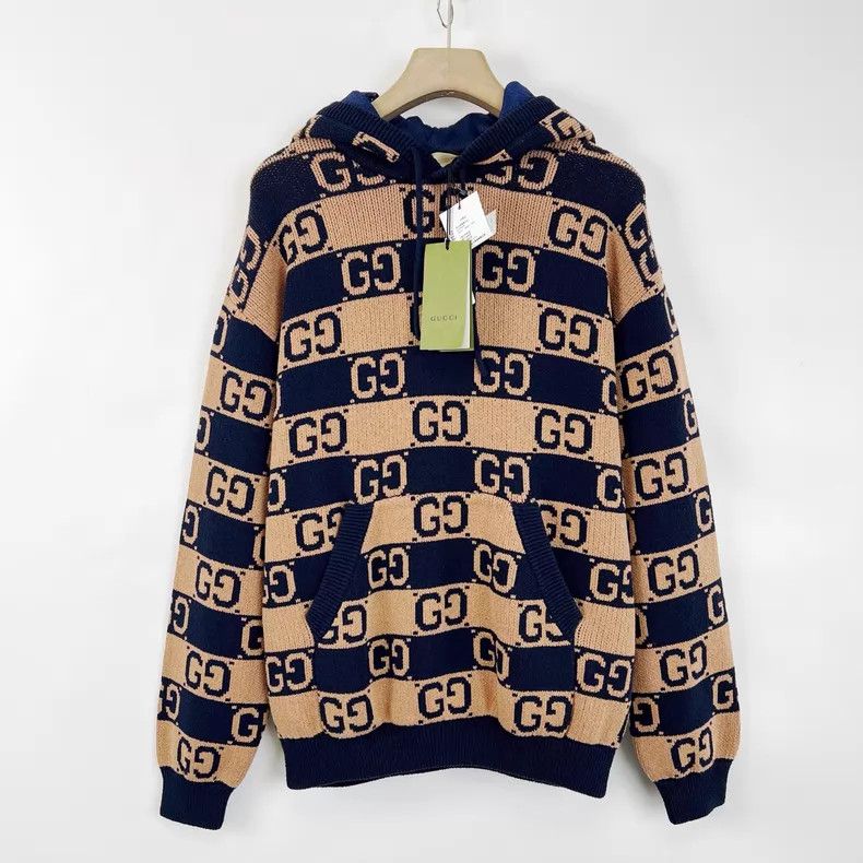 Gucci Gucci Khaki Color Logo jacquard hooded knitwear Size US S / EU 44-46 / 1 - 1 Thumbnail