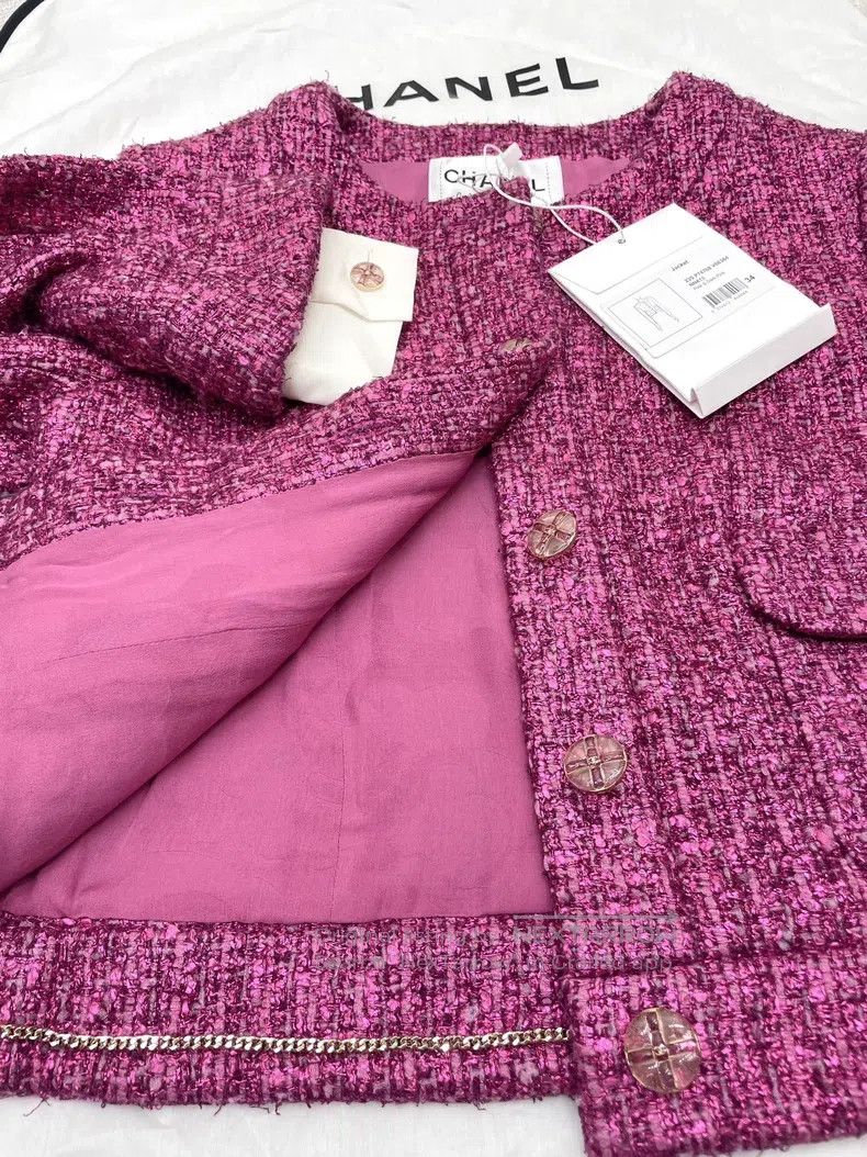 Chanel Chanel 23A shirt sleeve softened tweed knitted coat Size XXS / US 00 / IT 34 - 5 Thumbnail