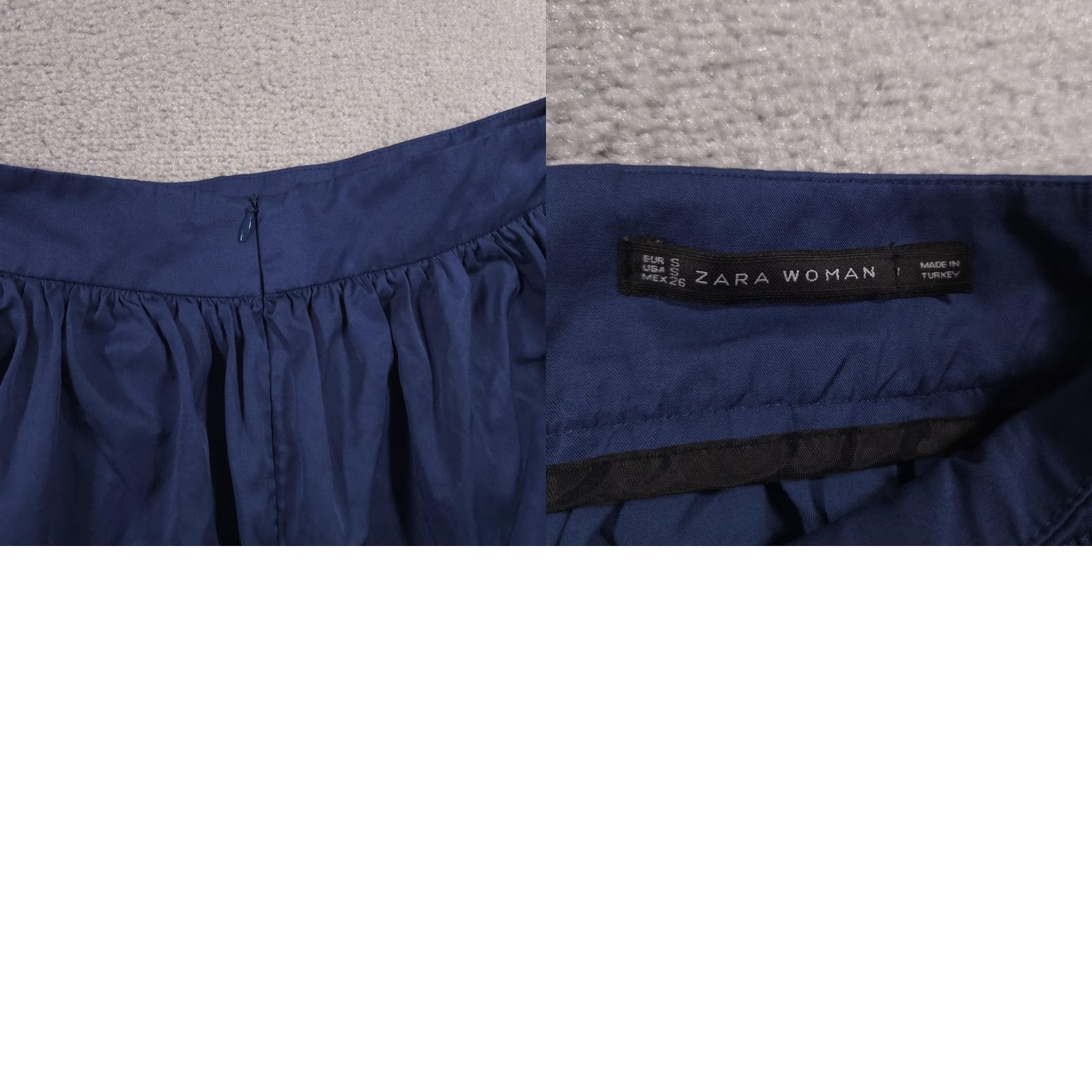 Zara VINTAGE Zara Woman Skirt Womens Small Navy Blue A-Line Pleated Back Zip Mini Casual Size 28" / US 6 / IT 42 - 8 Thumbnail