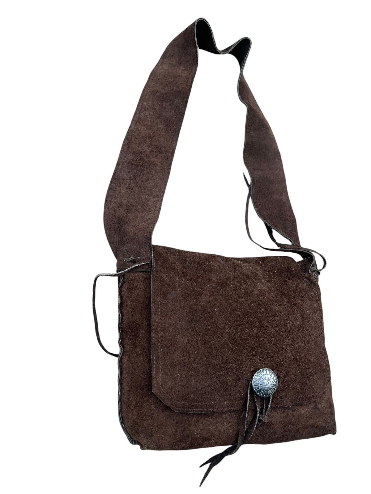 Japanese Brand Vintage Unknown Japan Brand Brown Suede Leather Bag Size ONE SIZE - 11 Thumbnail