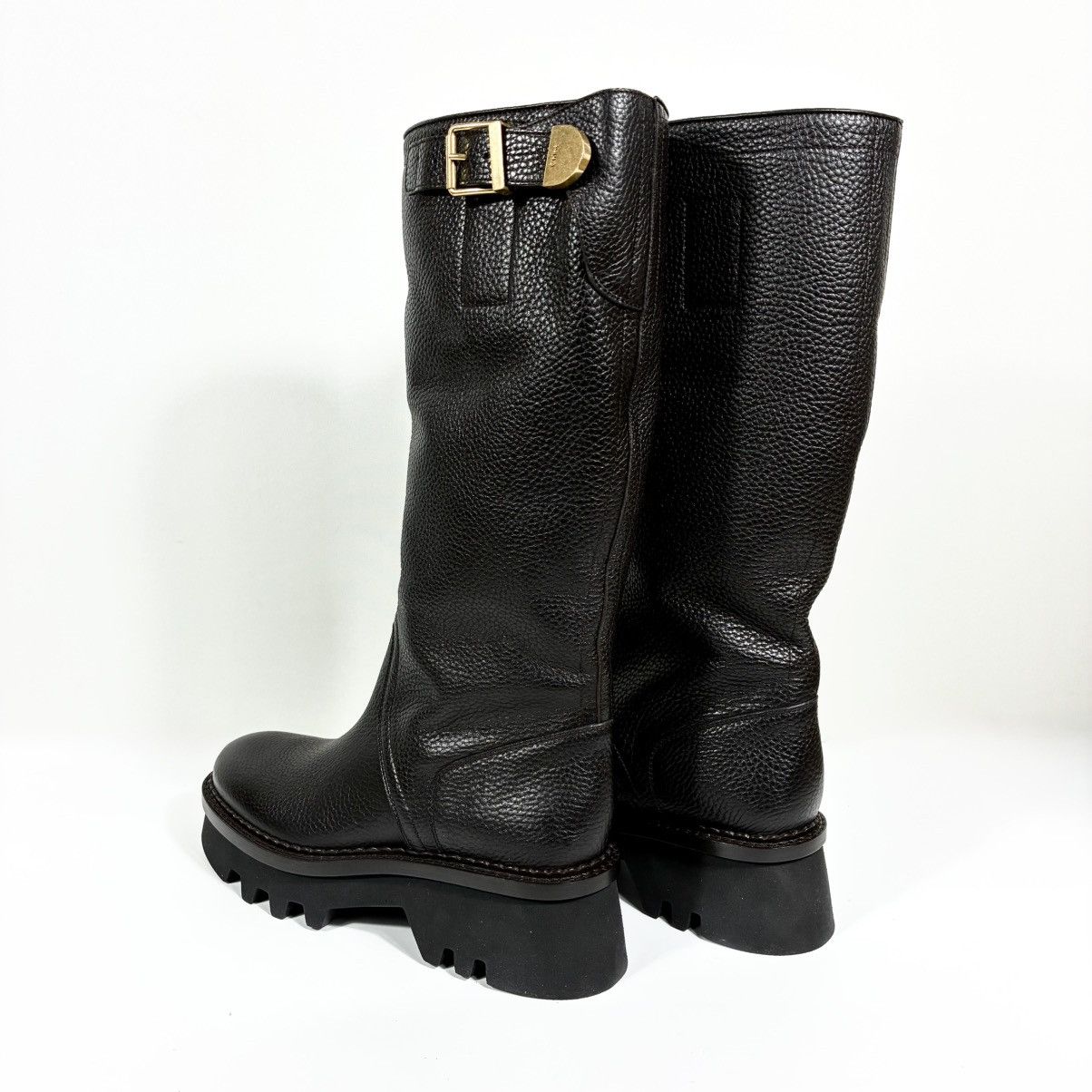 Chloe Chloe Owena Pebbled Leather Knee High Platform Boots 40.5 EU Size US 9.5 / IT 39.5 - 9 Thumbnail