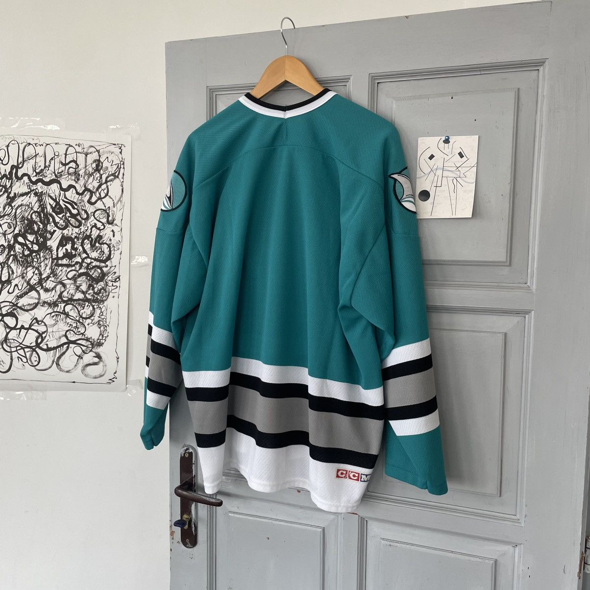 NHL Vintage 90's San Jose Sharks NHL Hockey Jersey Mens Shirt Size US XL / EU 56 / 4 - 7 Thumbnail