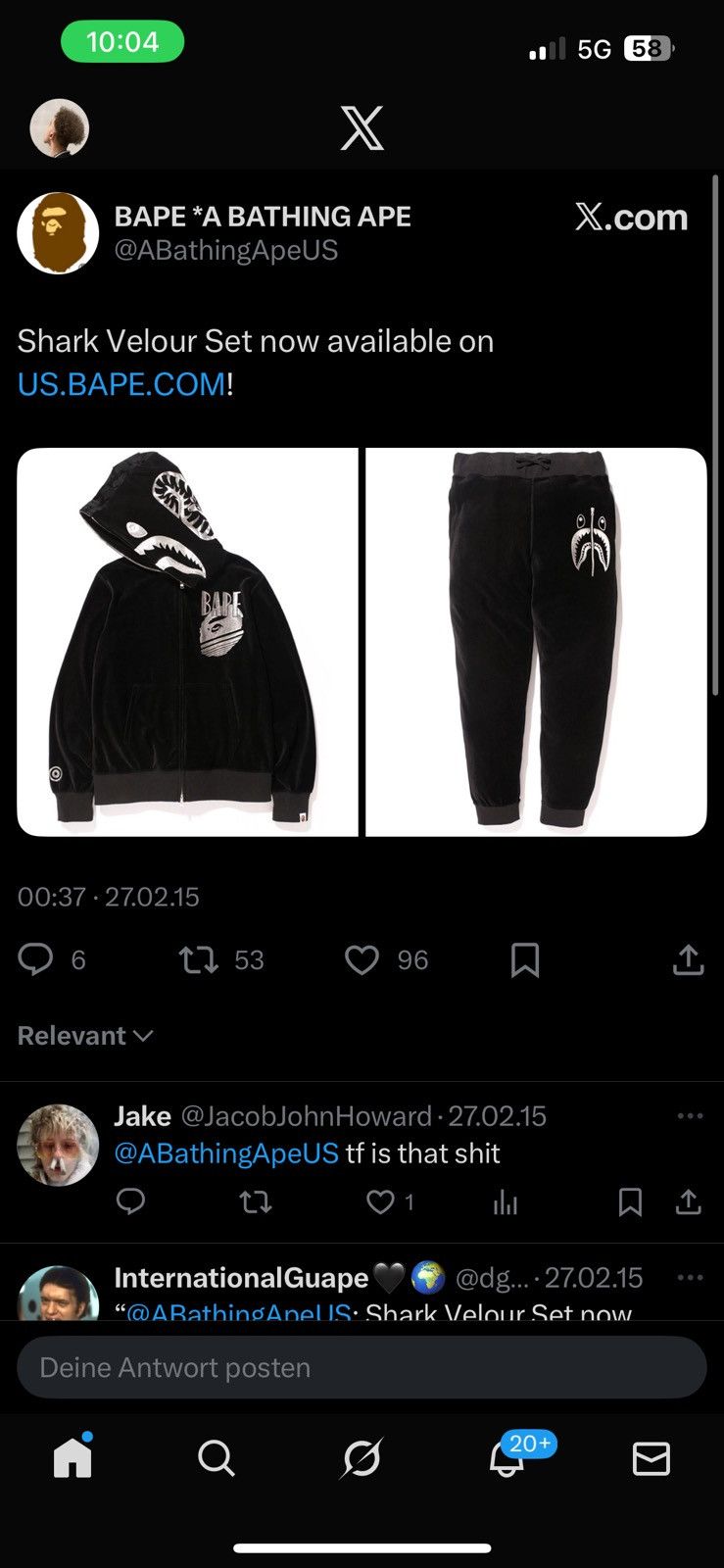 Bape Bape Velour Shark full zip hoodie 2015 Size US XXL / EU 58 / 5 - 6 Thumbnail