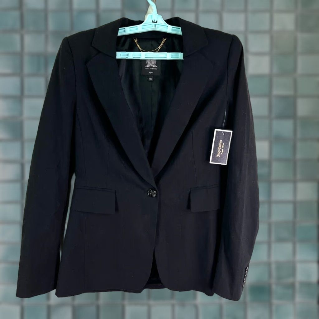 Juicy Couture VINTAGE Juicy Couture Blazer Jacket Women's Size L Black Classic Notch Lapel Mid-Length Tailored Size L / US 10 / IT 46 - 1 Thumbnail