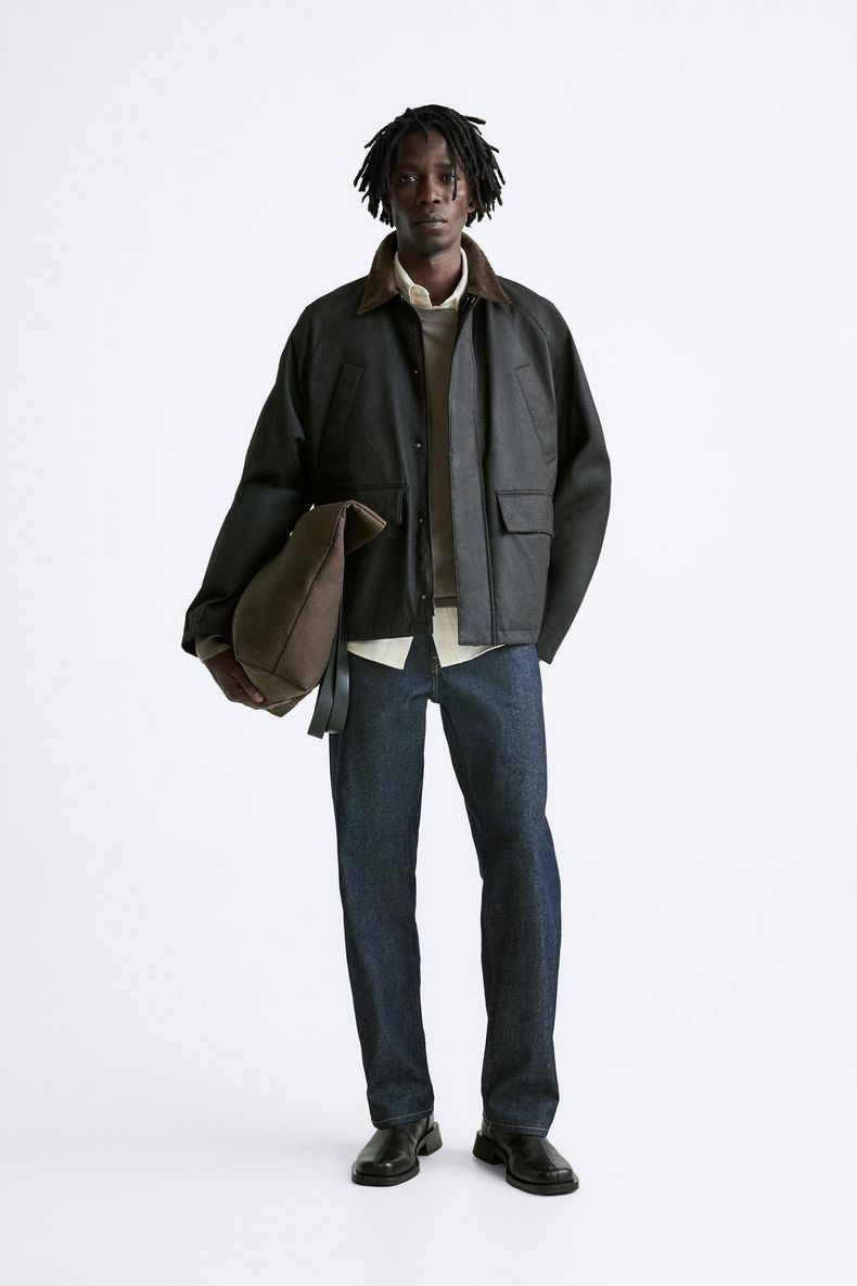 Zara ZARA MIXED COLLAR WAXED JACKET Size US L / EU 52-54 / 3 - 6 Thumbnail