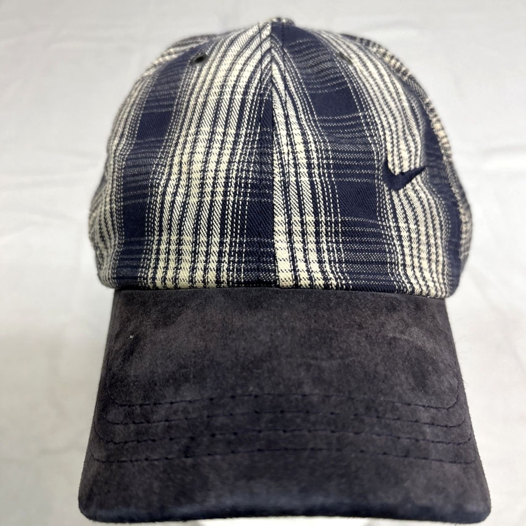 Nike Nike Strapback Baseball Cap Blue Plaid Off Center Made In USA Suede Brim - Vintage Size ONE SIZE - 3 Thumbnail