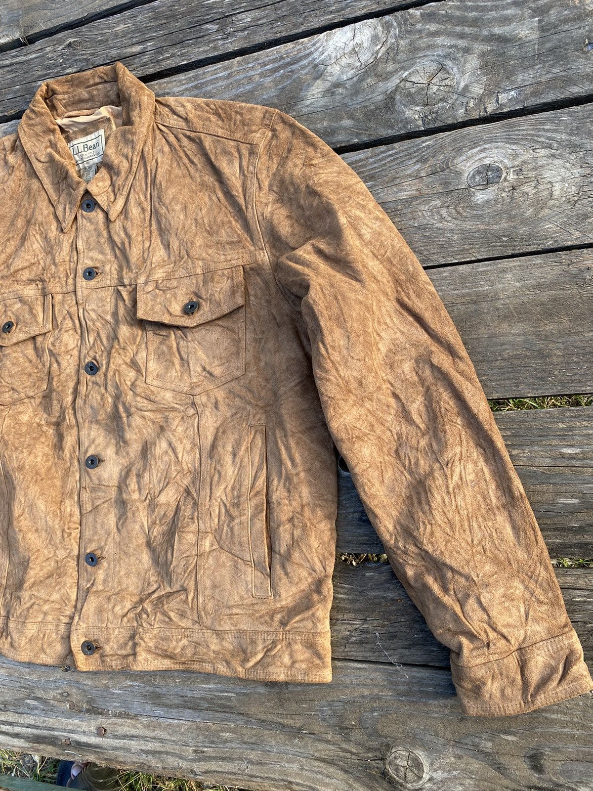 L.L Bean Suede Trucker Leather Jacket