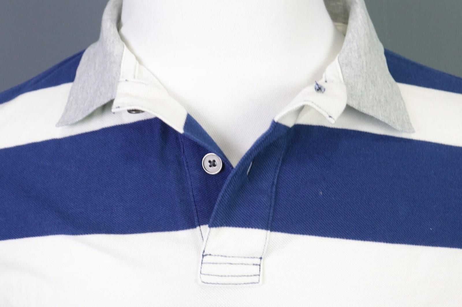 Designer Hackett London White Striped Short Sleeve Polo Shirt Size L Size US L / EU 52-54 / 3 - 6 Thumbnail