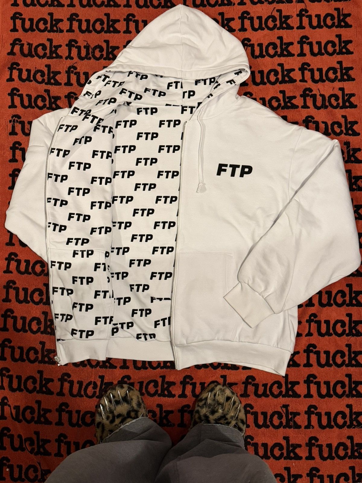 Fuck The Population White FTP Full Zip Up Hoodie Reversible Logo Size US XL / EU 56 / 4 - 2 Thumbnail