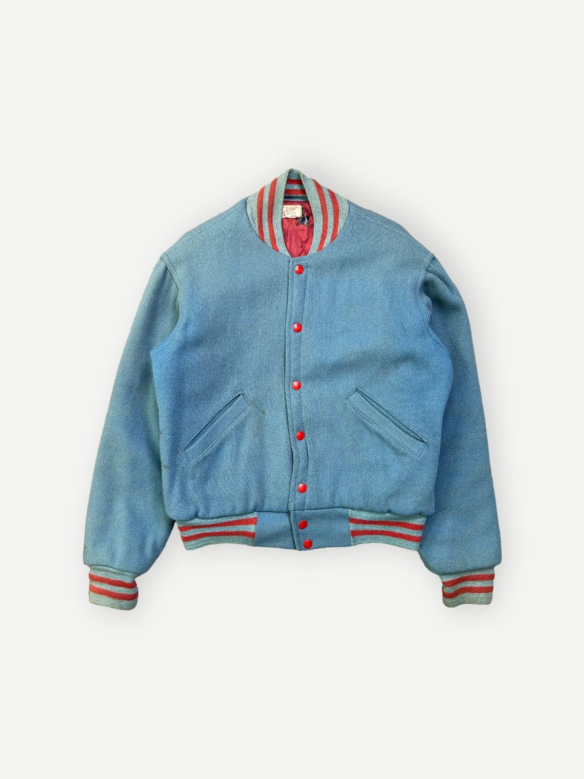 image of 50S/60S Wool Varsity Jacket Quilted Sportwear in Blue, Men's (Size Medium)