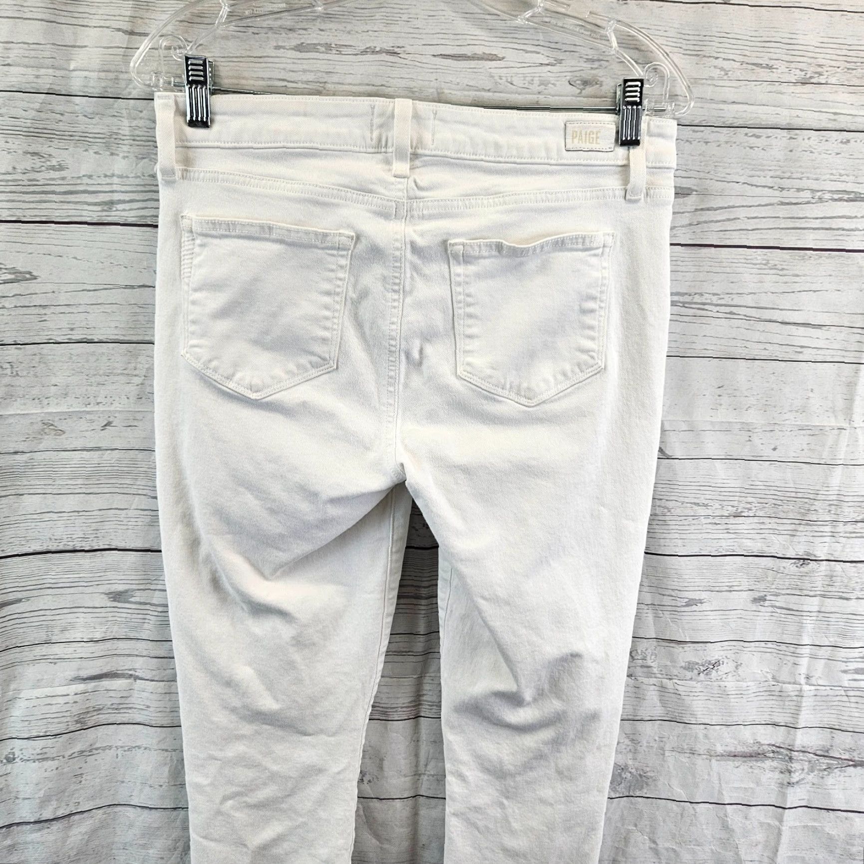 Paige Paige Womens Skyline Jeans Ankle Regular 29 White Mid Rise Cotton Blend Denim Womens Size 29" - 4 Thumbnail