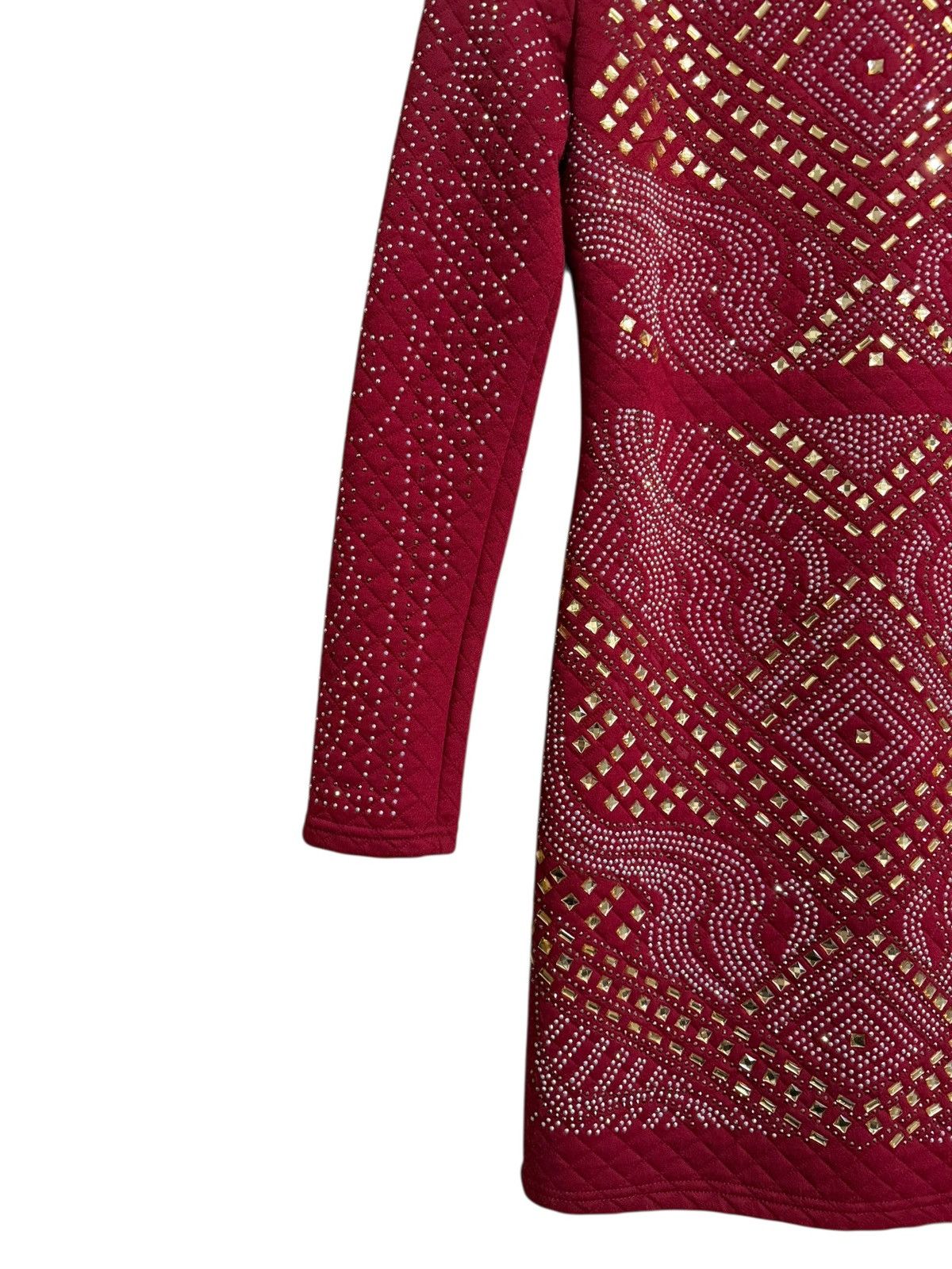 Vintage Red studded long sleeve dress Size S / US 4 / IT 40 - 4 Thumbnail