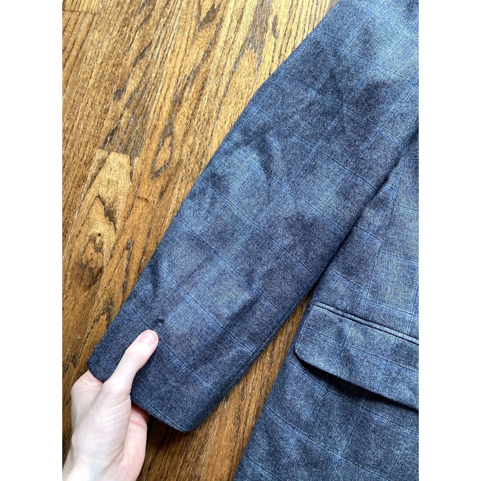 Loro Piana Daniel Cremieux Sport Coat Gray Wool Blazer 46R Windowpane Notch Lapel Single-Breasted Two-Button Vintage? No Mens Size 46R - 7 Thumbnail