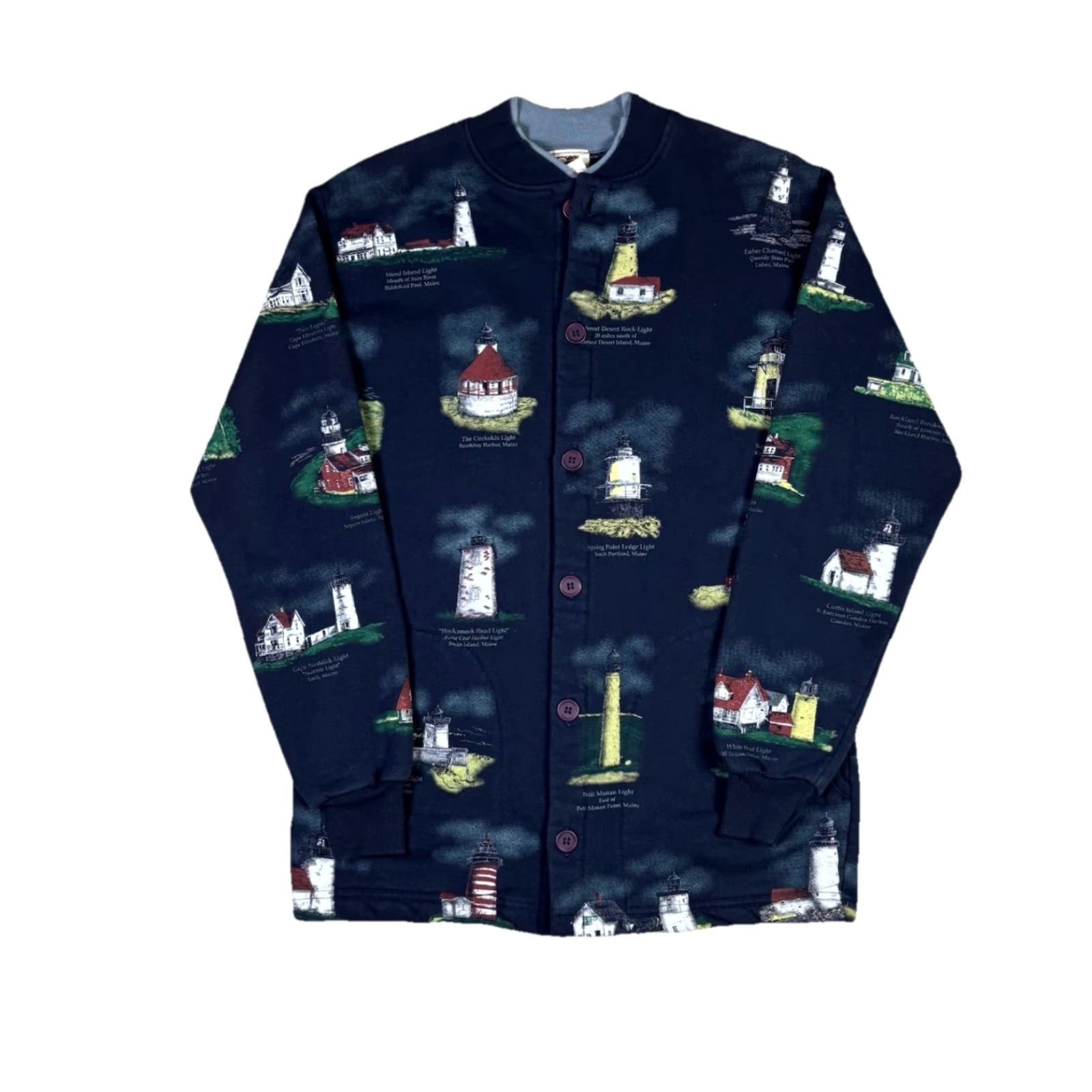 Vintage VINTAGE Art Unlimited Cardigan Sweatshirt Light House AOP Blue Size Large Size US S / EU 44-46 / 1 - 2 Thumbnail