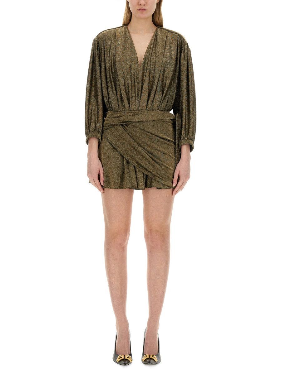 Balenciaga BALENCIAGA V-NECK DRESS - GOLD (FR 36) Size XS / US 0-2 / IT 36-38 - 1 Thumbnail