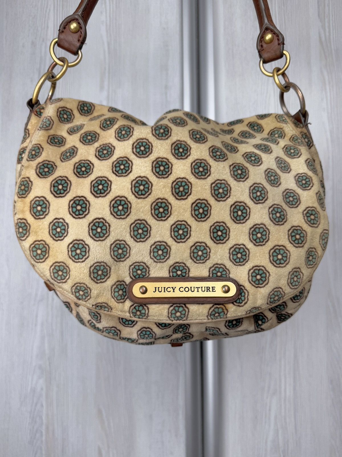 Juicy Couture Y2K JUICY COUTURE VELOUR LEATHER FLORAL RARE Shoulder bag Size ONE SIZE - 3 Thumbnail