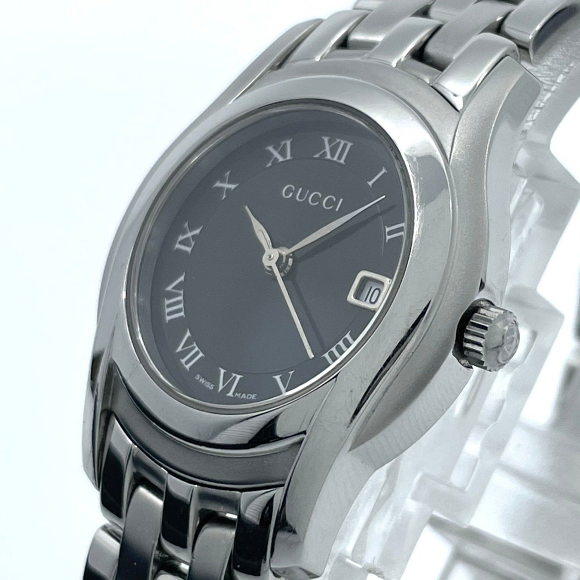 GUCCI 5500L Women's Watch with Black Dial, Date Display, Quartz