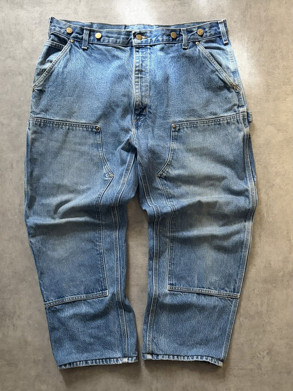 Vintage Carhartt B07 DNM Faded Blue Denim Double Knee Pant