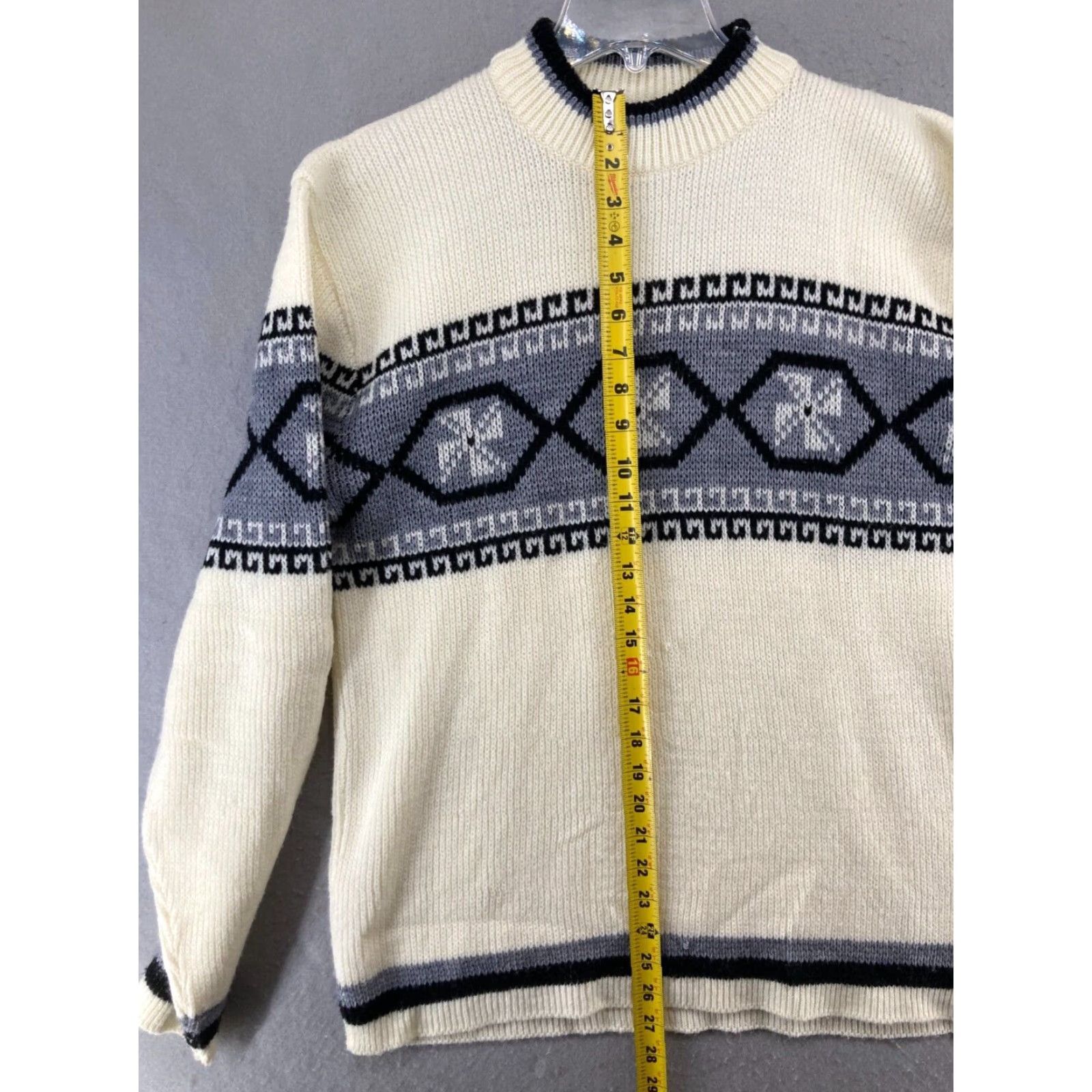 Vintage Prego Womens Sweater XL Blue Geometric Knit Crew Neck Pullover 80s 90s Vintage Size XL / US 12-14 / IT 48-50 - 3 Thumbnail