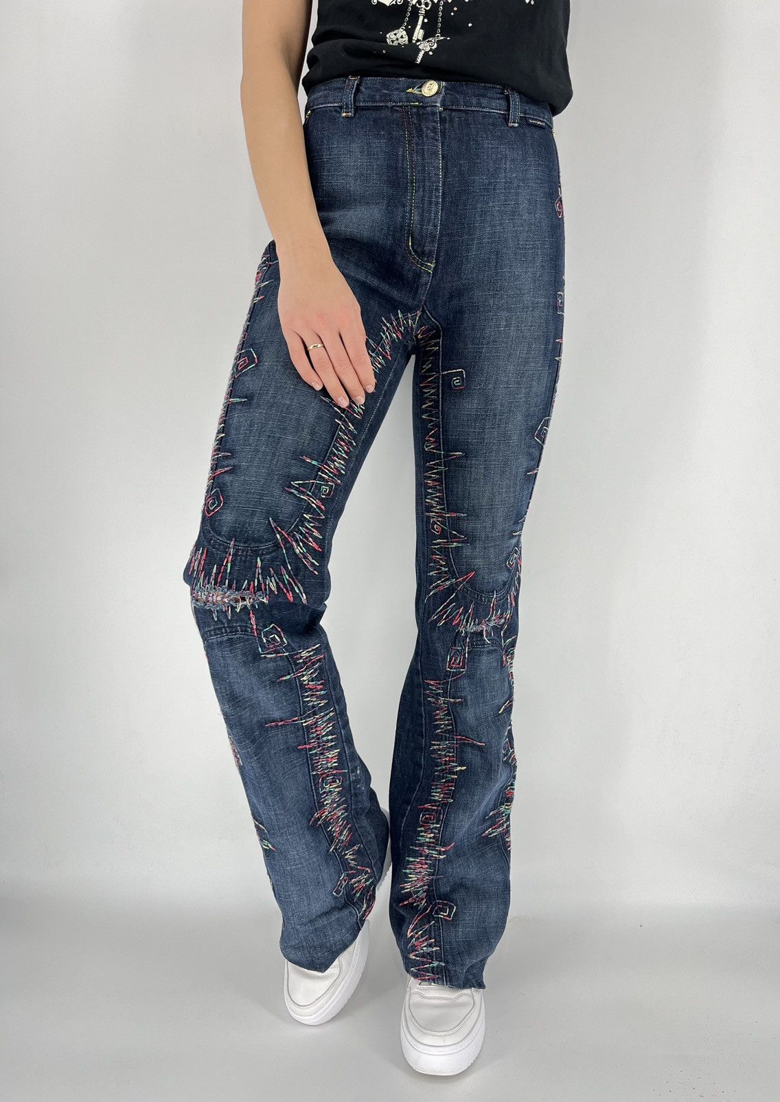 Other Vintage Cappopera 90s Designer Denim Pants All Over Prints Size 27" / US 4 / IT 40 - 2 Thumbnail