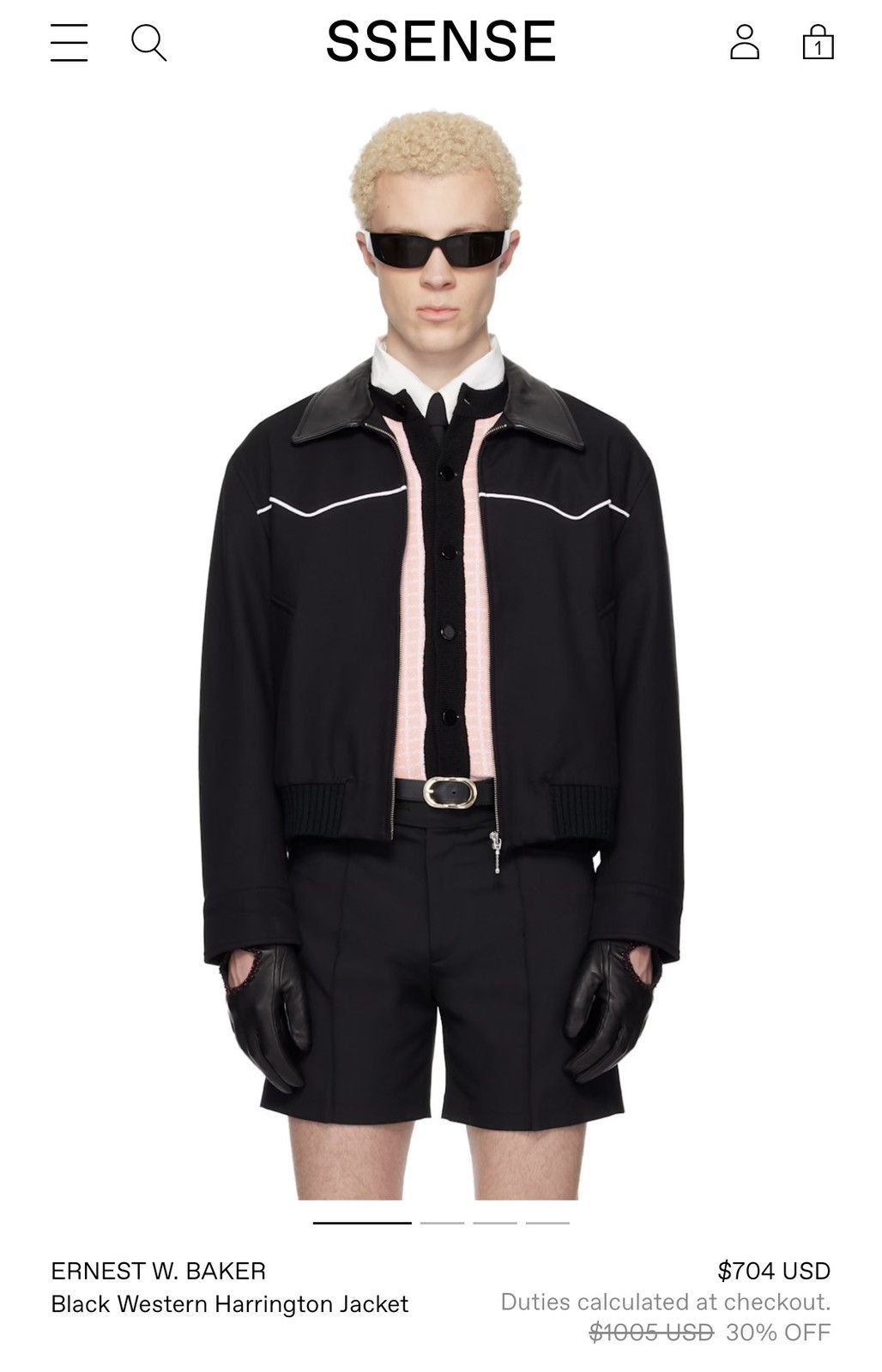 Ernest W. Baker Black Western Harrington Jacket