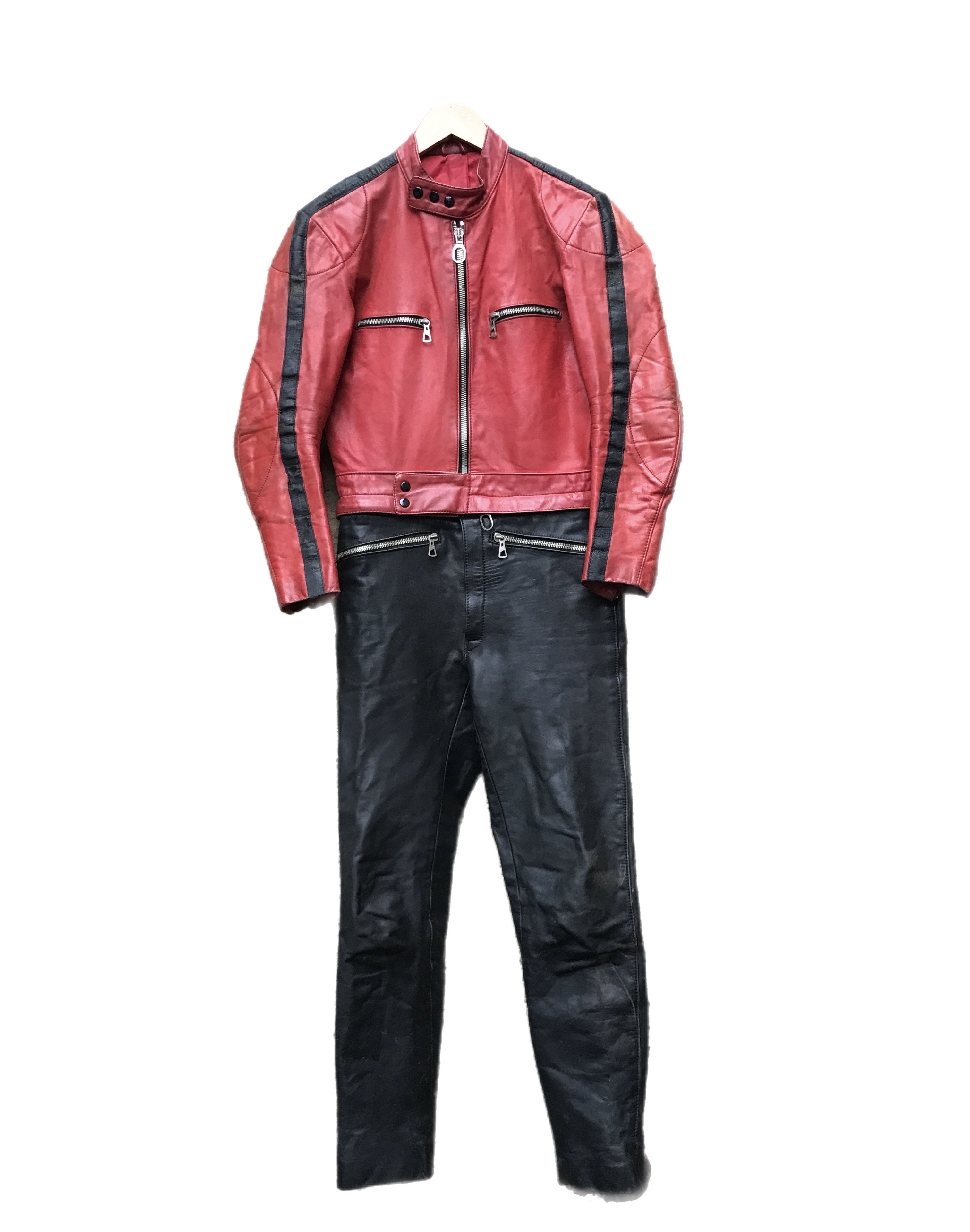 Vintage 70s Kombi Harro Distressed Leather Biker Jacket/ Racing Suit Size US S / EU 44-46 / 1 - 1 Thumbnail
