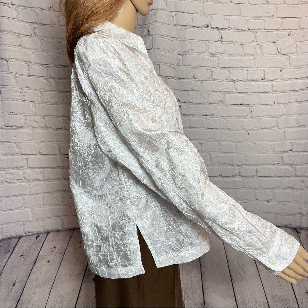 Chicos Chico's Embroidered Long Sleeve White Blouse Size 1 US M Size M / US 6-8 / IT 42-44 - 5 Thumbnail